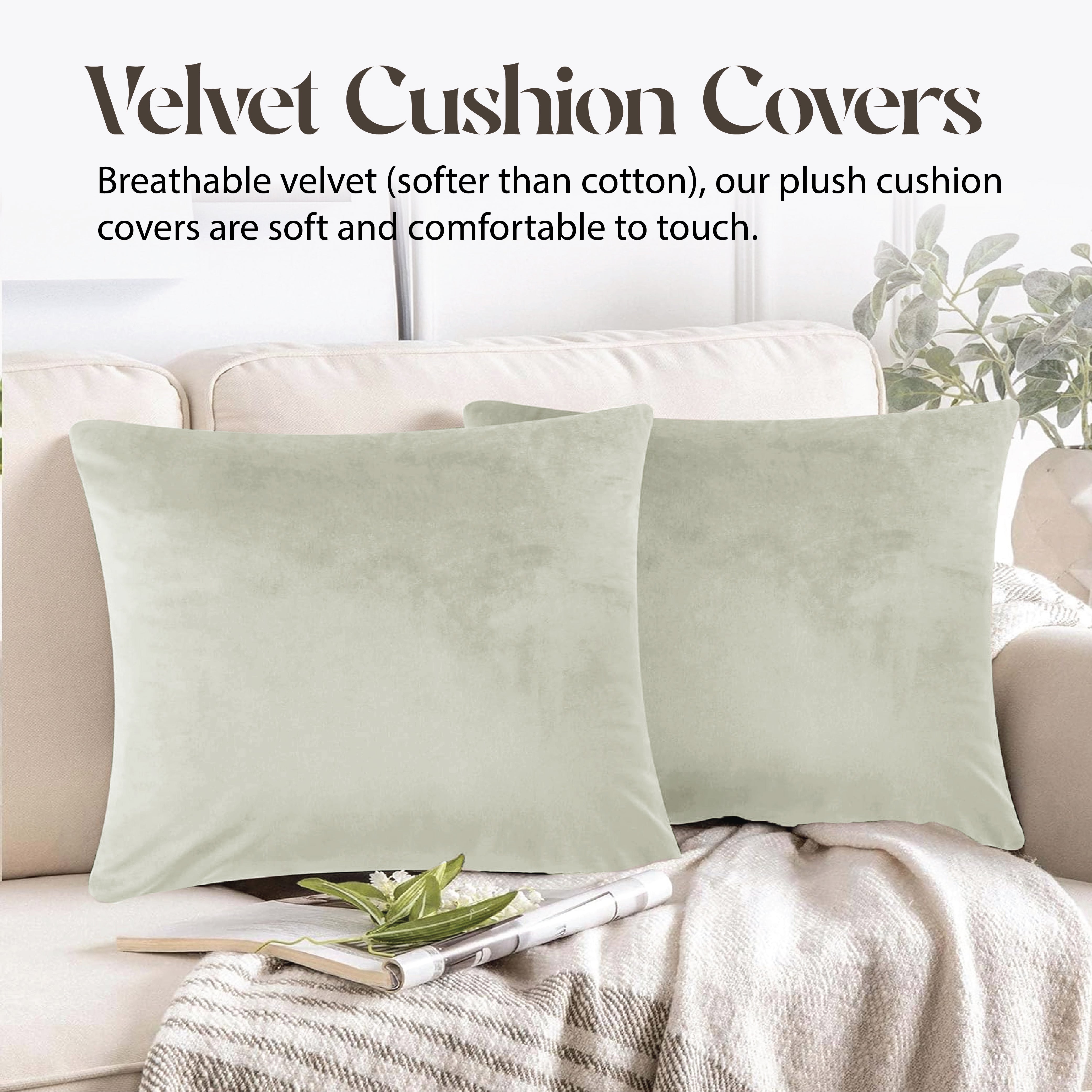 Velvet Cushion Covers 45 x 45 cm - Cream