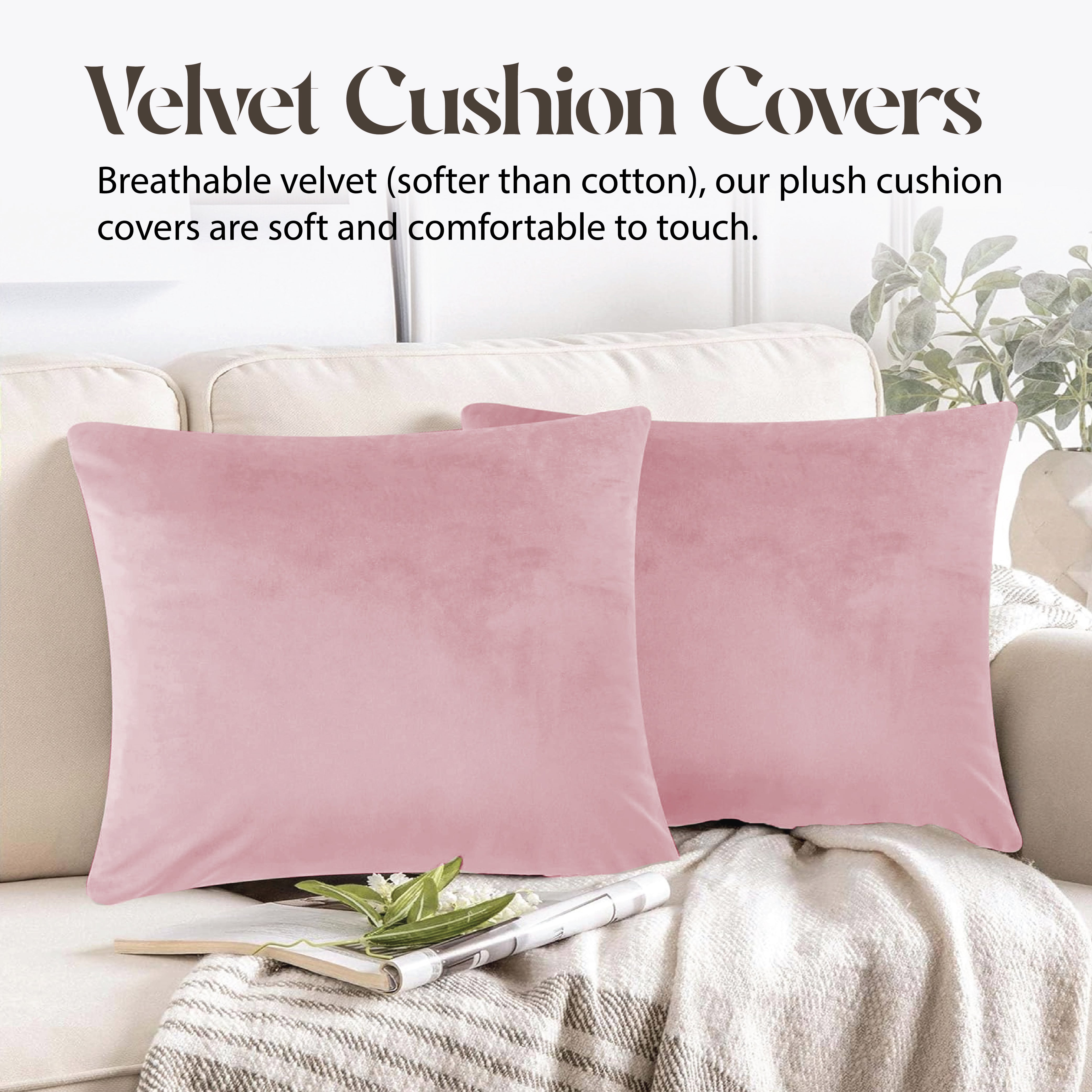 Velvet Cushion Covers 45 x 45 cm - Blush Pink