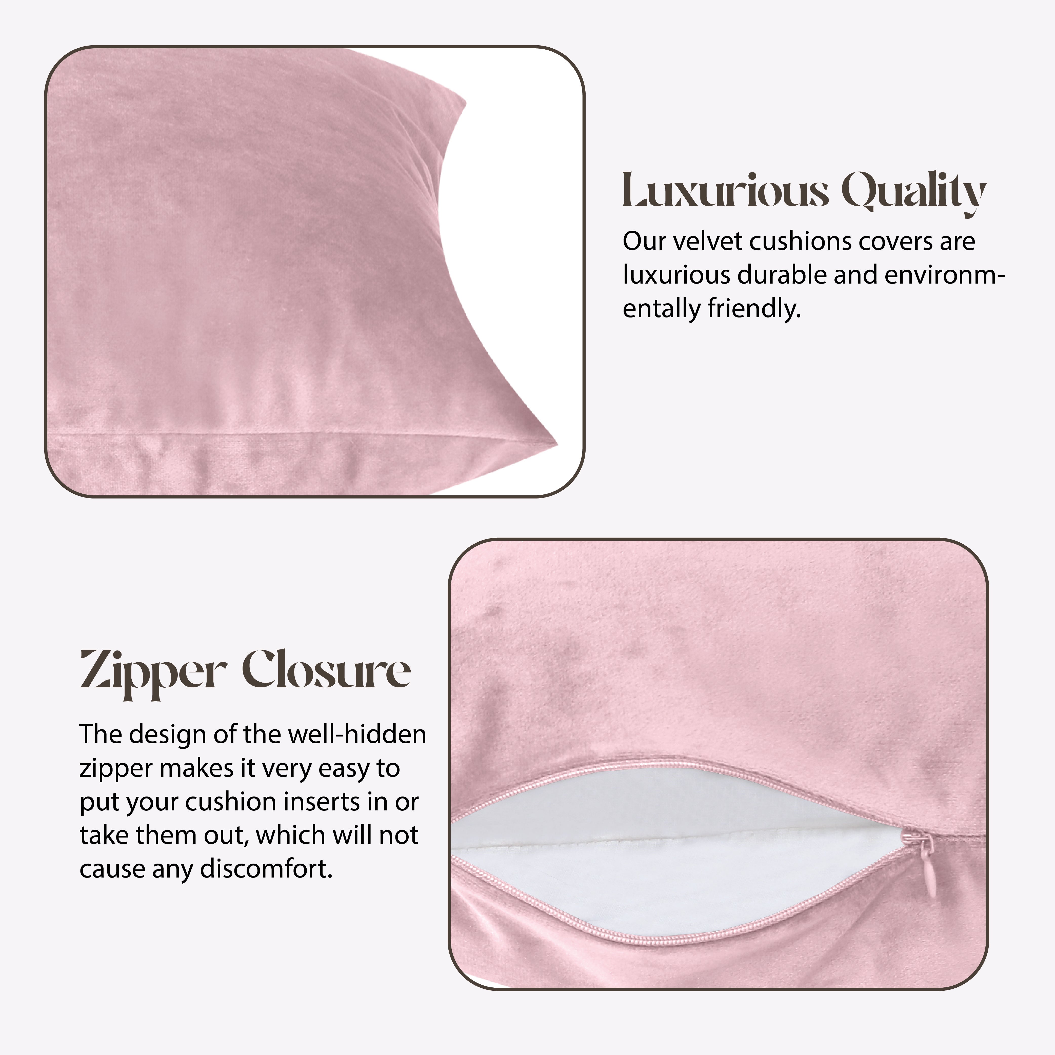 Velvet Cushion Covers 45 x 45 cm - Blush Pink