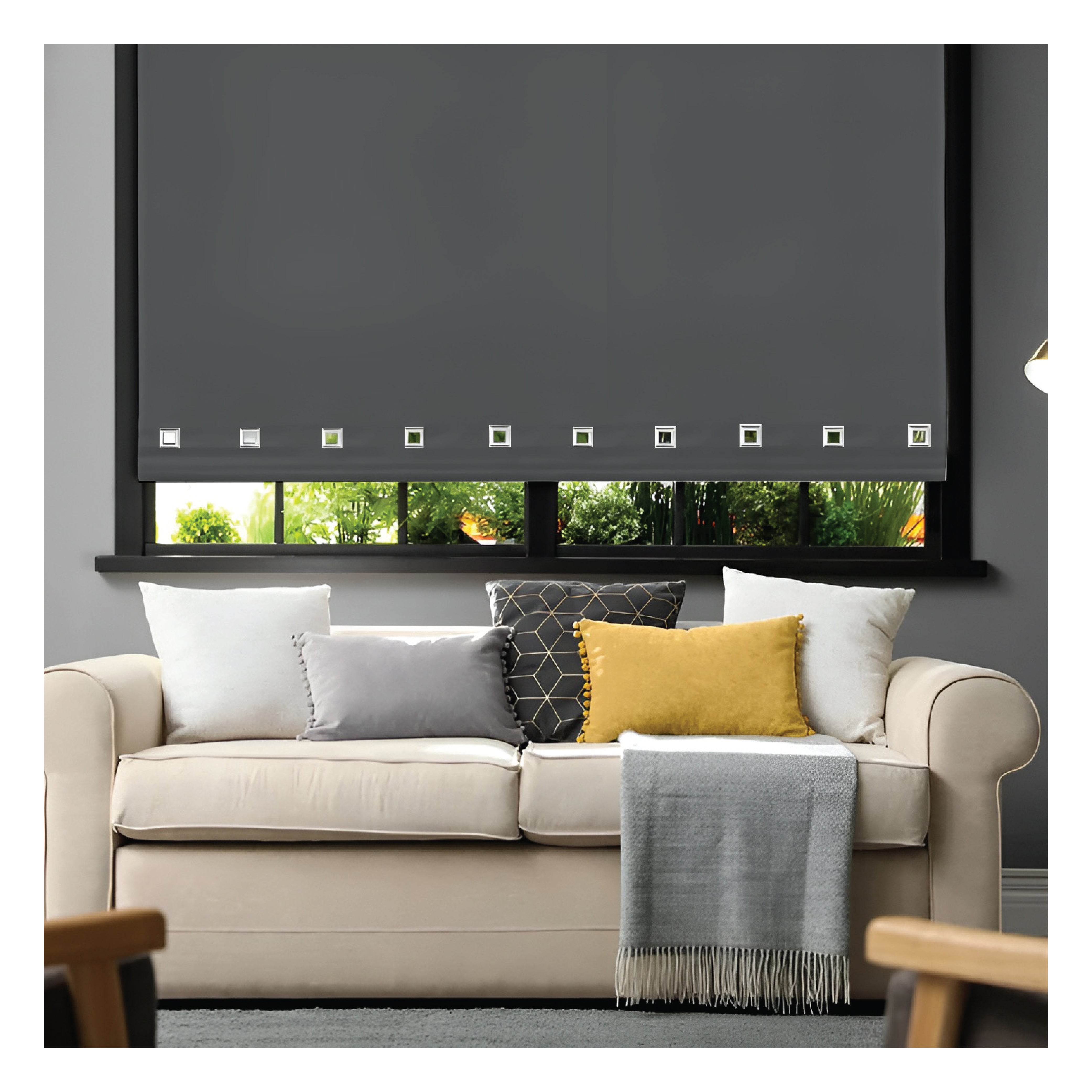 Charcoal Square Eyelet Blinds
