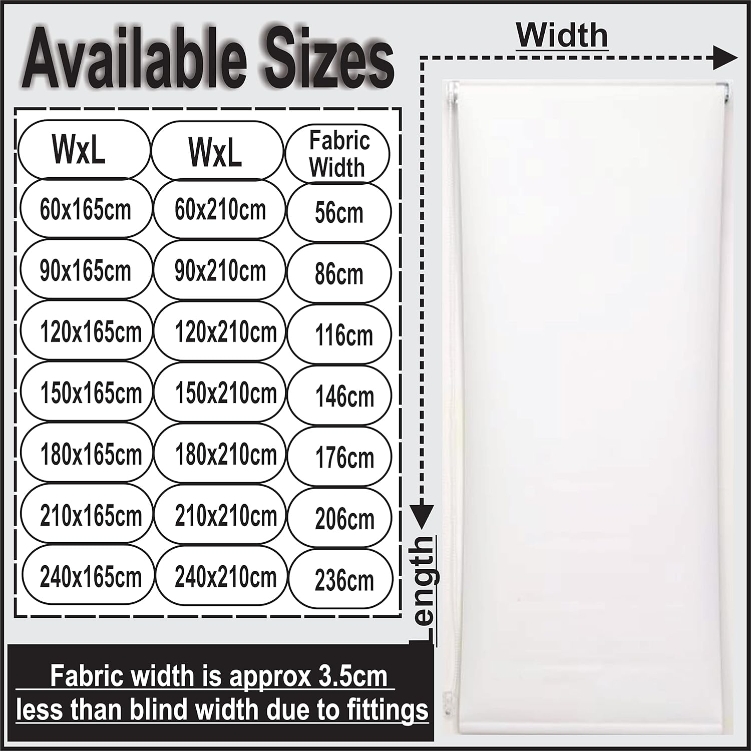 Funky Gadgets Roller Blinds Thermal Blackout Roller Blind, Easy Fit Child Safe Trimmable UV Protection Home Office Window Blinds, Cream Blind