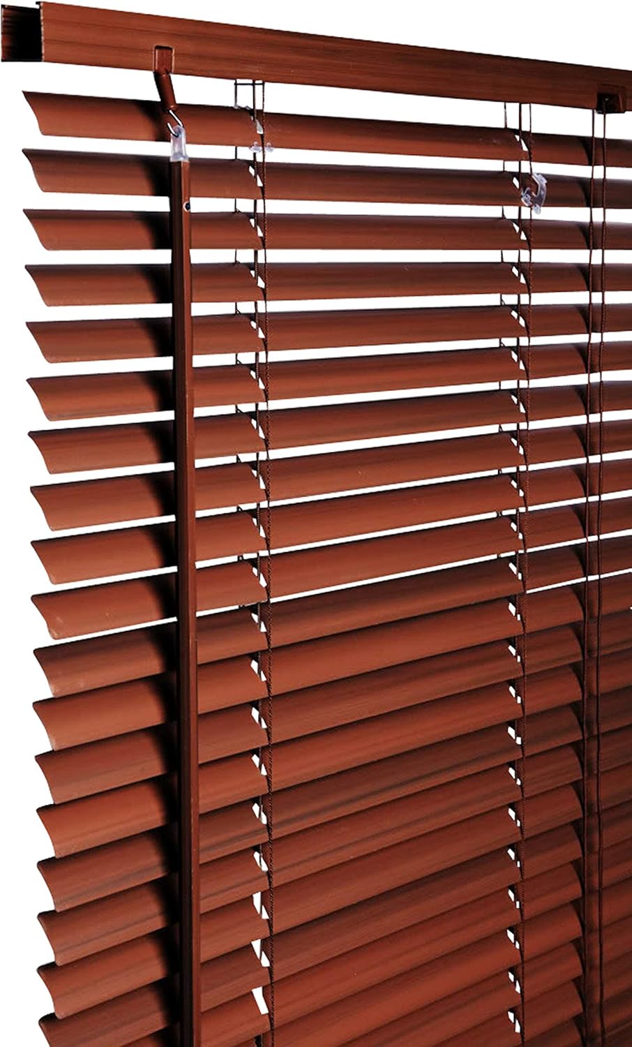 PVC wood grain effect blinds-Windows Blinds Treatments Easy Fit Curtains Trimmable Fittings Home Office - Walnut