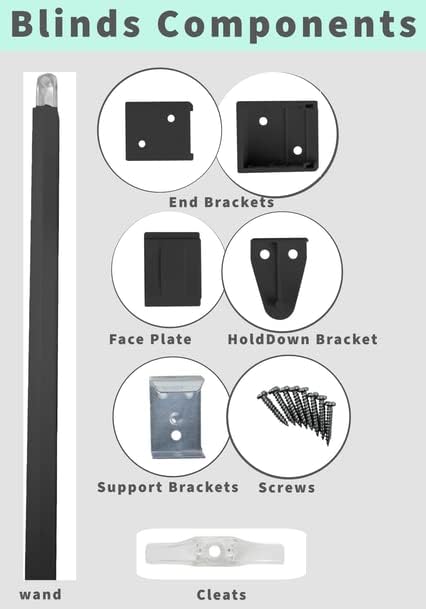 PVC Venetian Blind- Blinds Window 25mm Thin Slats Kitchen Windows Blinds Treatments Easy Fit Curtains Trimmable Fittings Home Office - Black