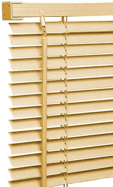 PVC wood grain effect blinds-Windows Blinds Treatments Easy Fit Curtains Trimmable Fittings Home Office - Natural