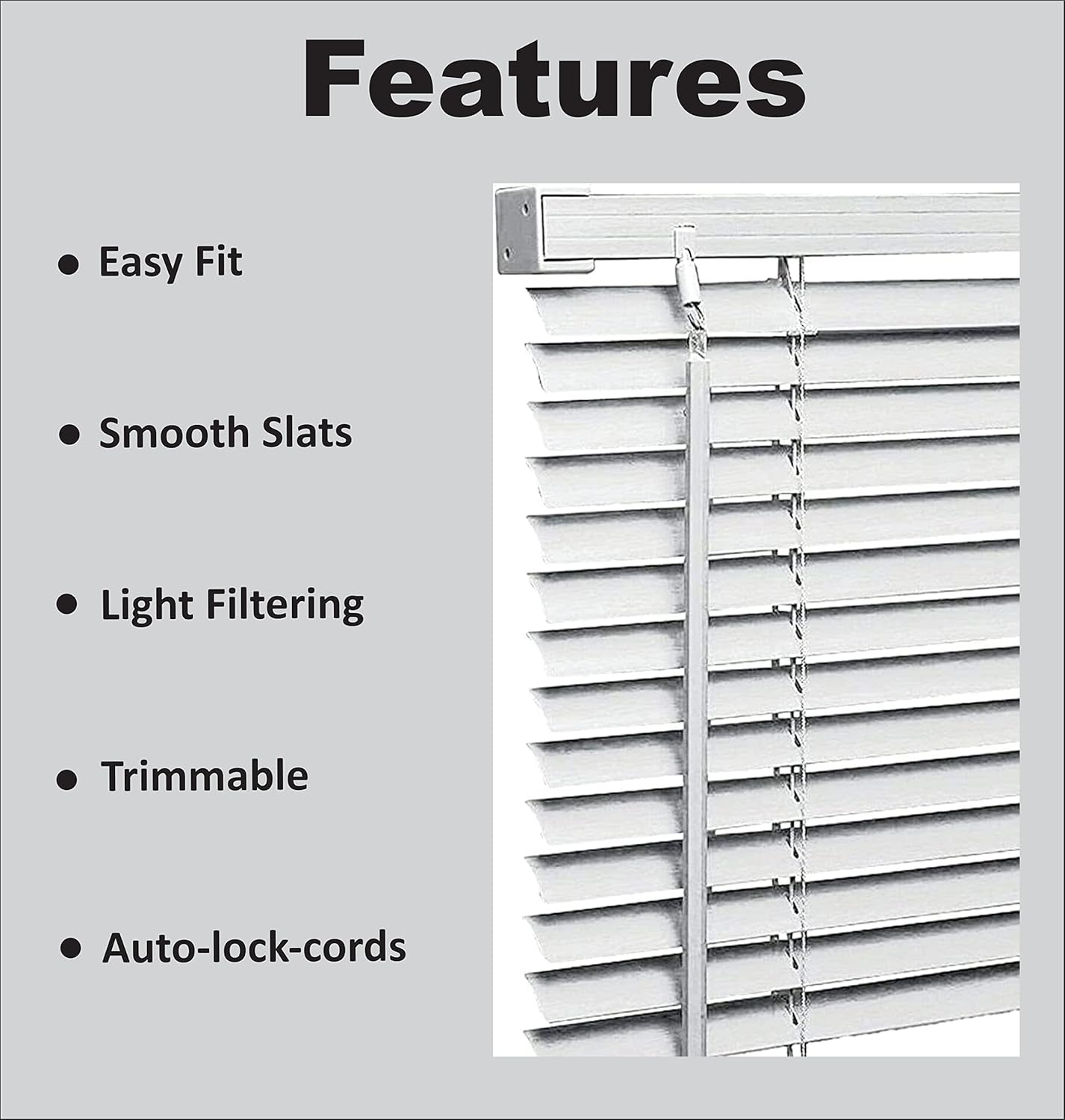 PVC Venetian Blind Blinds Window 25mm Thin Slats Kitchen Windows Blinds Treatments Easy Fit Curtains Trimmable Fittings Home Office - White