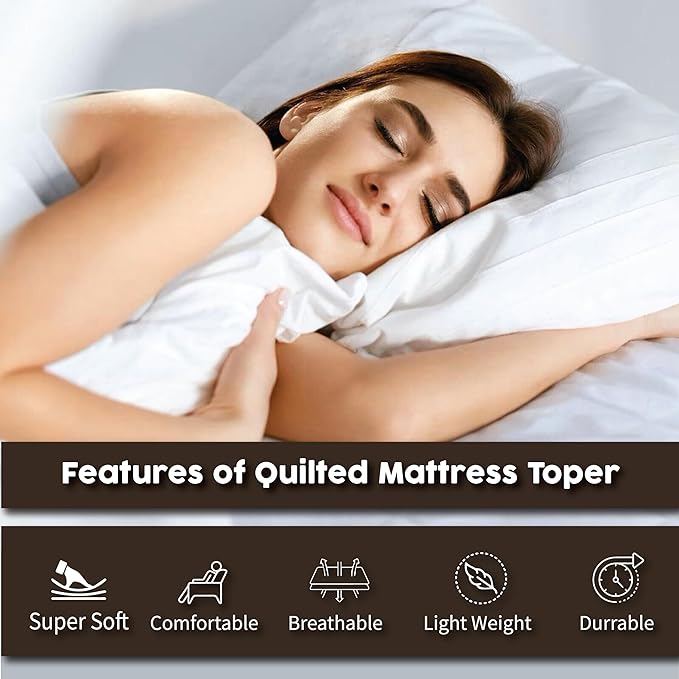 Funky Gadgets Quilted Small Double Mattress Protector 30 Cm Extra Deep Stretch Skirt, Anti-Allergy Microfiber Mattress Topper, Breathable Fitted Mattress Cover Not Waterproof For 4FT Bed