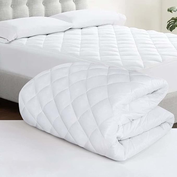 Funky Gadgets Quilted Small Double Mattress Protector 30 Cm Extra Deep Stretch Skirt, Anti-Allergy Microfiber Mattress Topper, Breathable Fitted Mattress Cover Not Waterproof For 4FT Bed