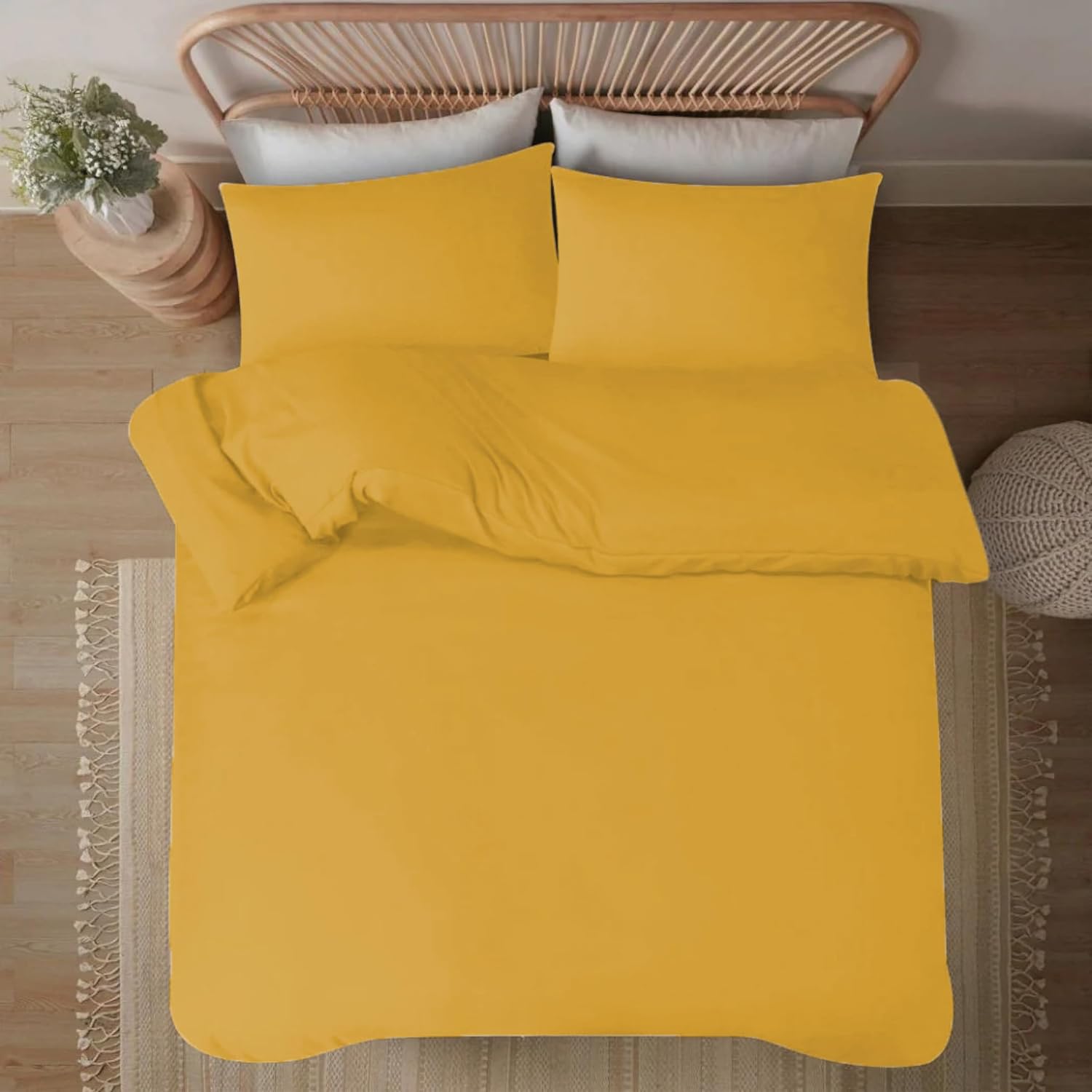 funky gadgets Duvet Cover Set – Soft Brushed Microfiber Plain Dyed Duvet Cover Sets with Pillow Case- Bedding Quilt Cover Set (Yellow)