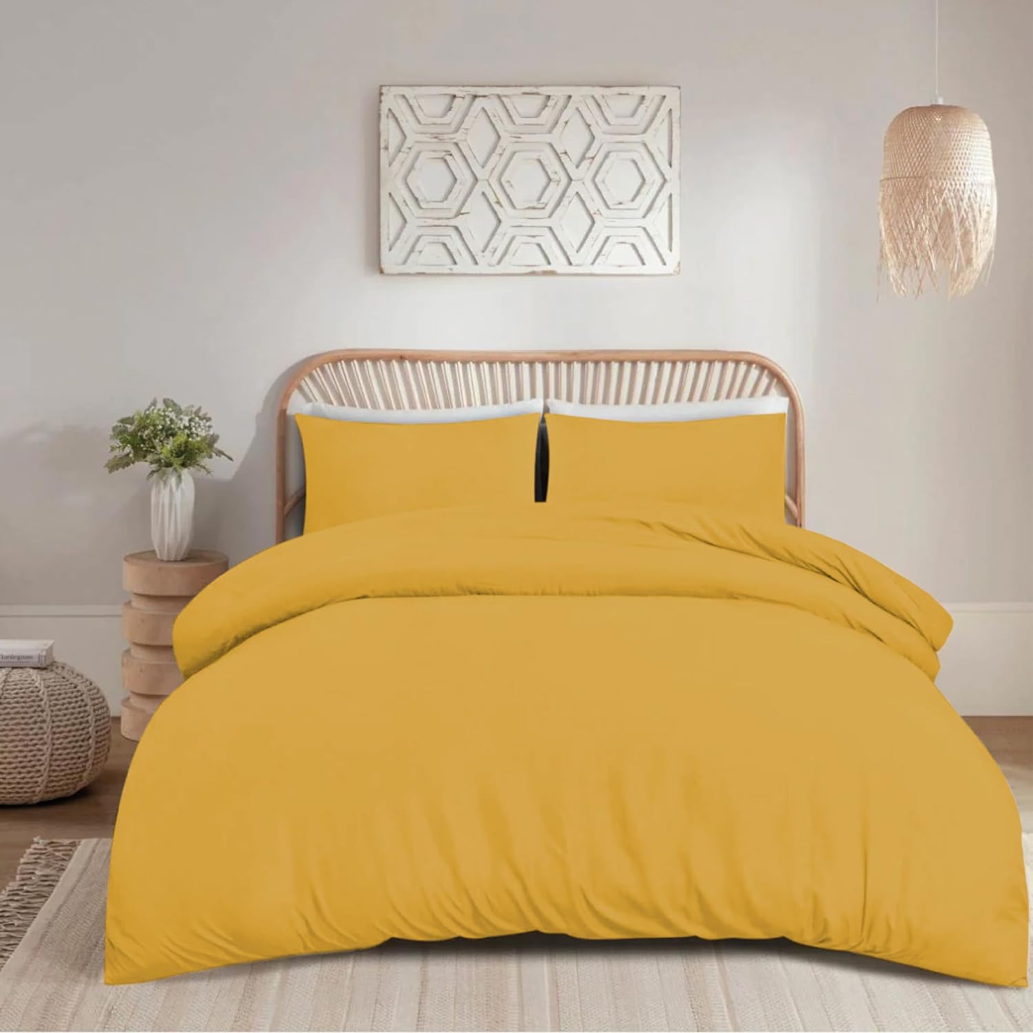 funky gadgets Duvet Cover Set – Soft Brushed Microfiber Plain Dyed Duvet Cover Sets with Pillow Case- Bedding Quilt Cover Set (Yellow)