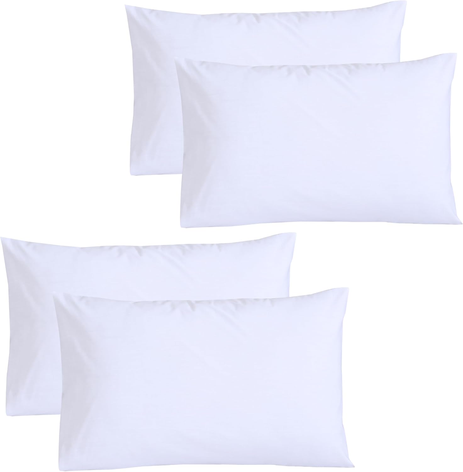 Funky Gadgets Pillow Cases 4 Pack White 200 Thread Count 100% Egyptian Cotton Pillowcases, Soft Breathable & Hypoallergenic Envelope Closure Pillow Covers