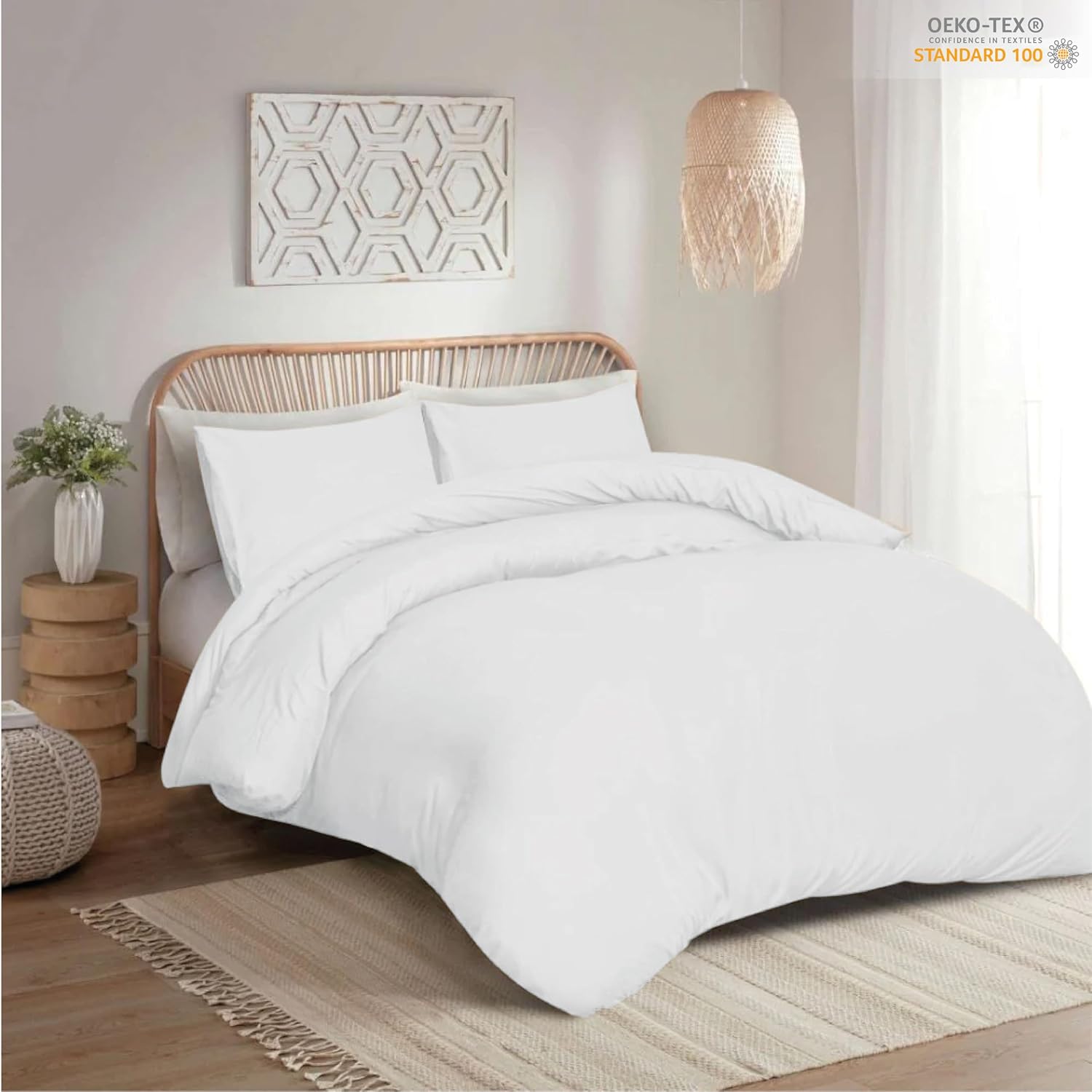 funky gadgets Duvet Cover Sets White - Soft Brushed Microfiber Plain Dyed Duvet Cover Sets with Pillow Cases- Bedding Quilt Cover Set.