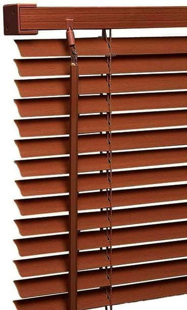 PVC wood grain effect blinds-Windows Blinds Treatments Easy Fit Curtains Trimmable Fittings Home Office - Walnut