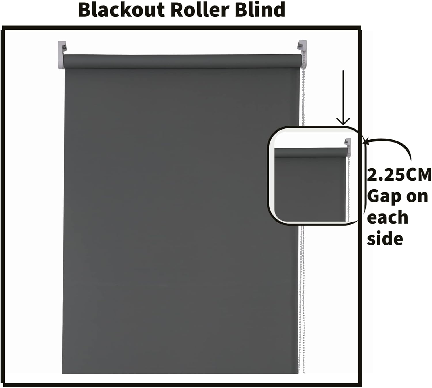 Funky Gadgets Blackout Roller Blinds Window Shades Easy Fit Thermal Roller Blind 3 Pass Black Out Fabric for Room Darkening Trimmable Child Safe Metal Tube Charcoal Grey
