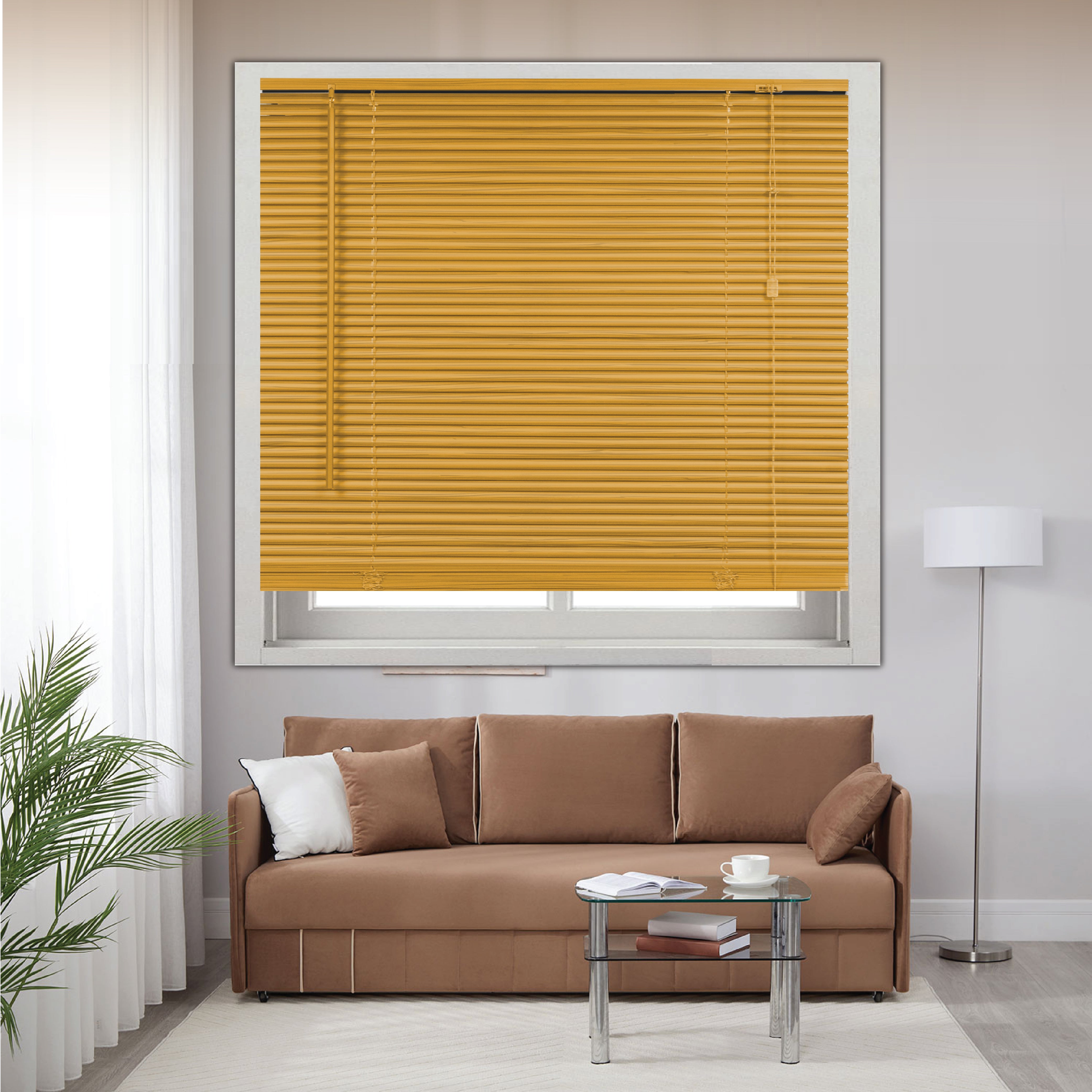 PVC wood grain effect blinds-Windows Blinds Treatments Easy Fit Curtains Trimmable Fittings Home Office - Teak