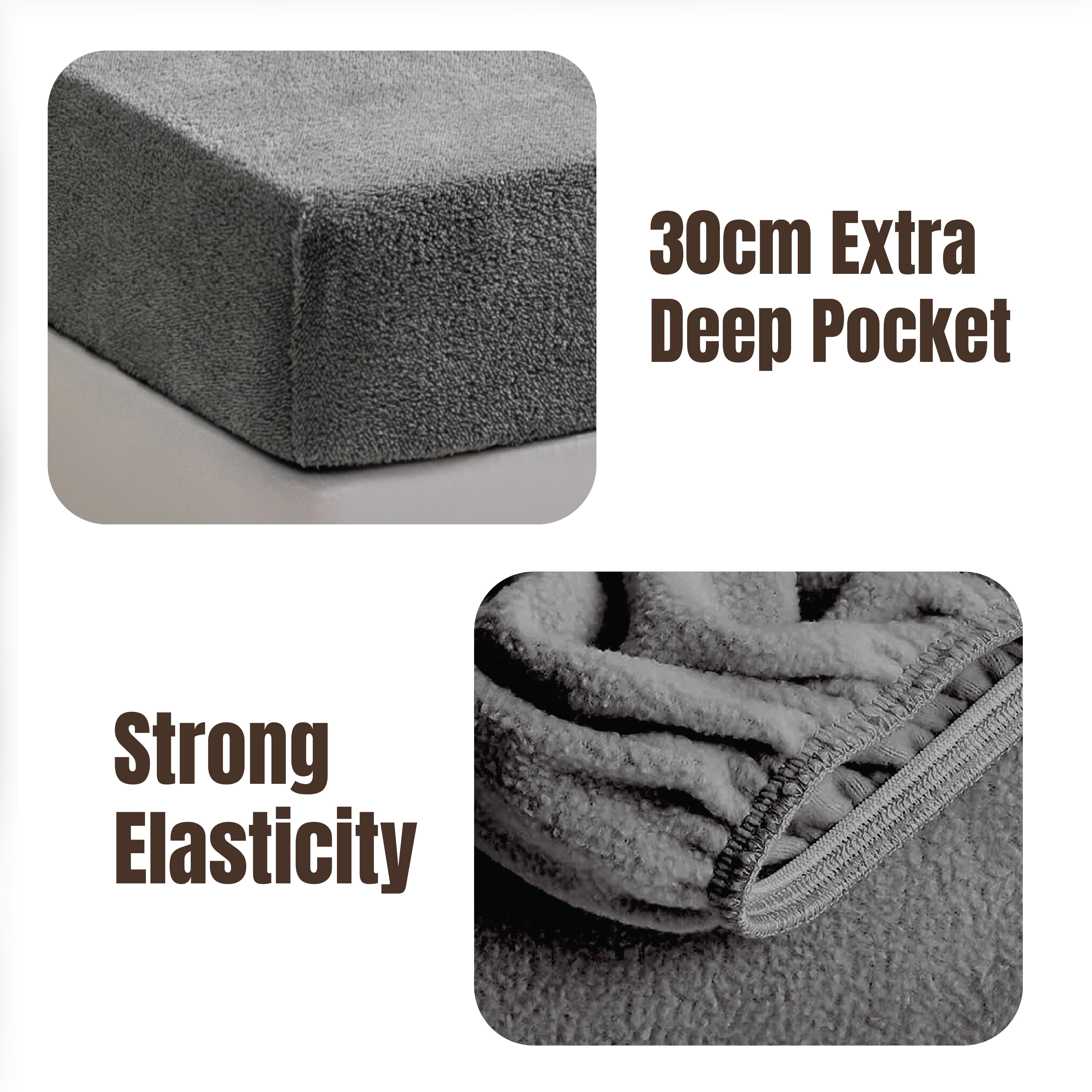 Funky Gadgets Teddy Fleece Fitted Bed Sheet - Ultra-Soft Thermal Bedding, Plain Fluffy Fleece Sheets, Luxury Teddy Bear Design, Charcoal