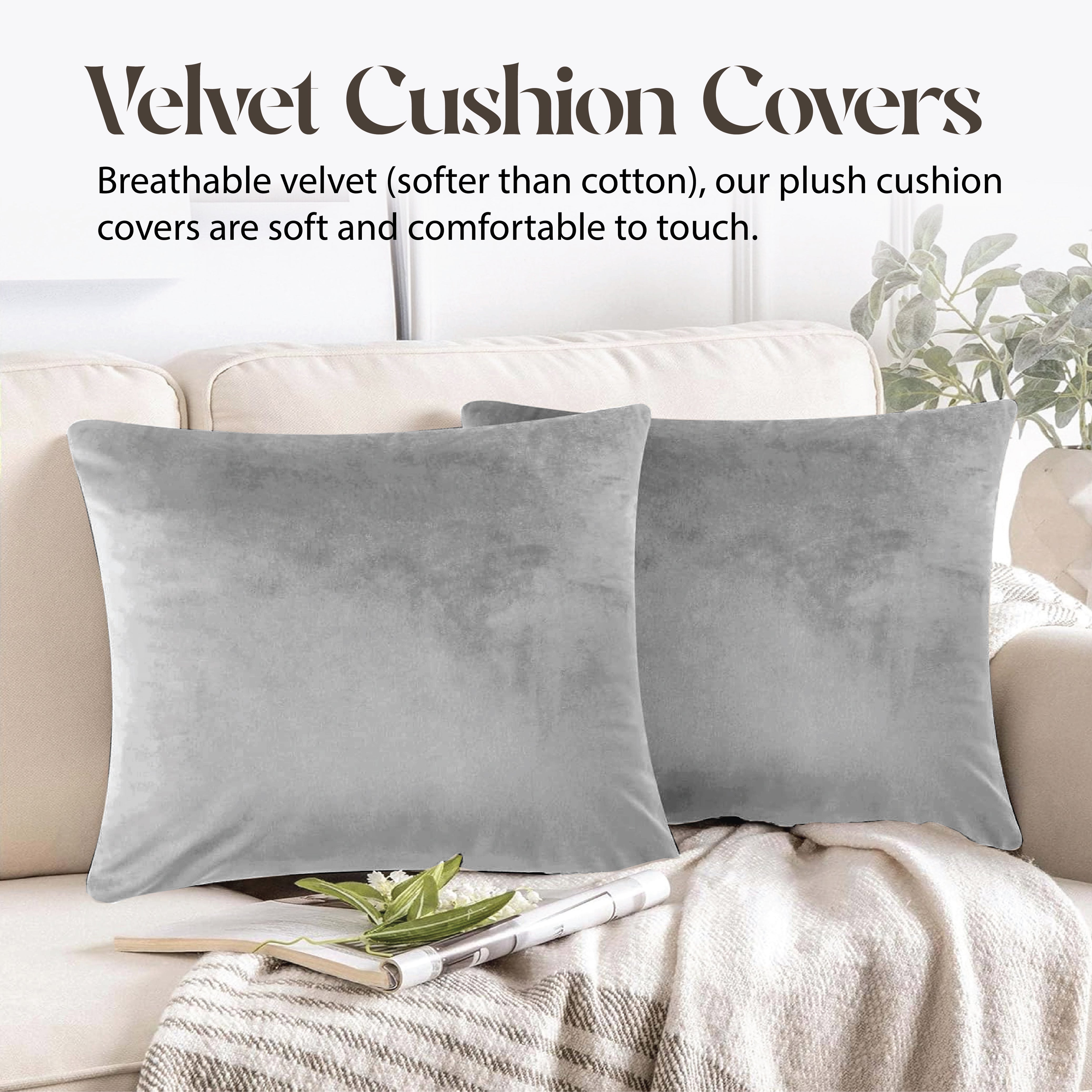 Velvet Cushion Covers 45 x 45 cm - Silver grey