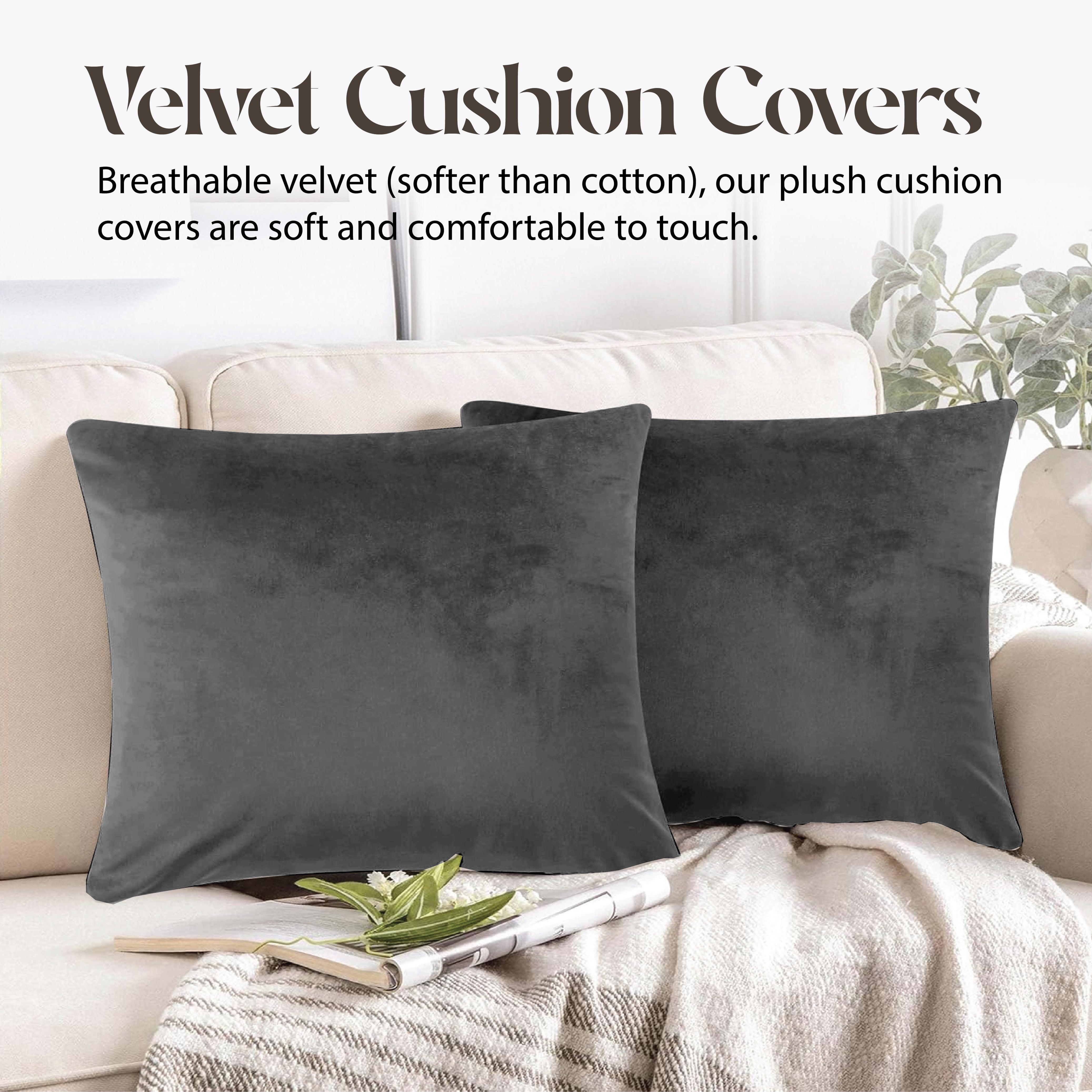 Velvet Cushion Covers 45 x 45 cm - Dark grey