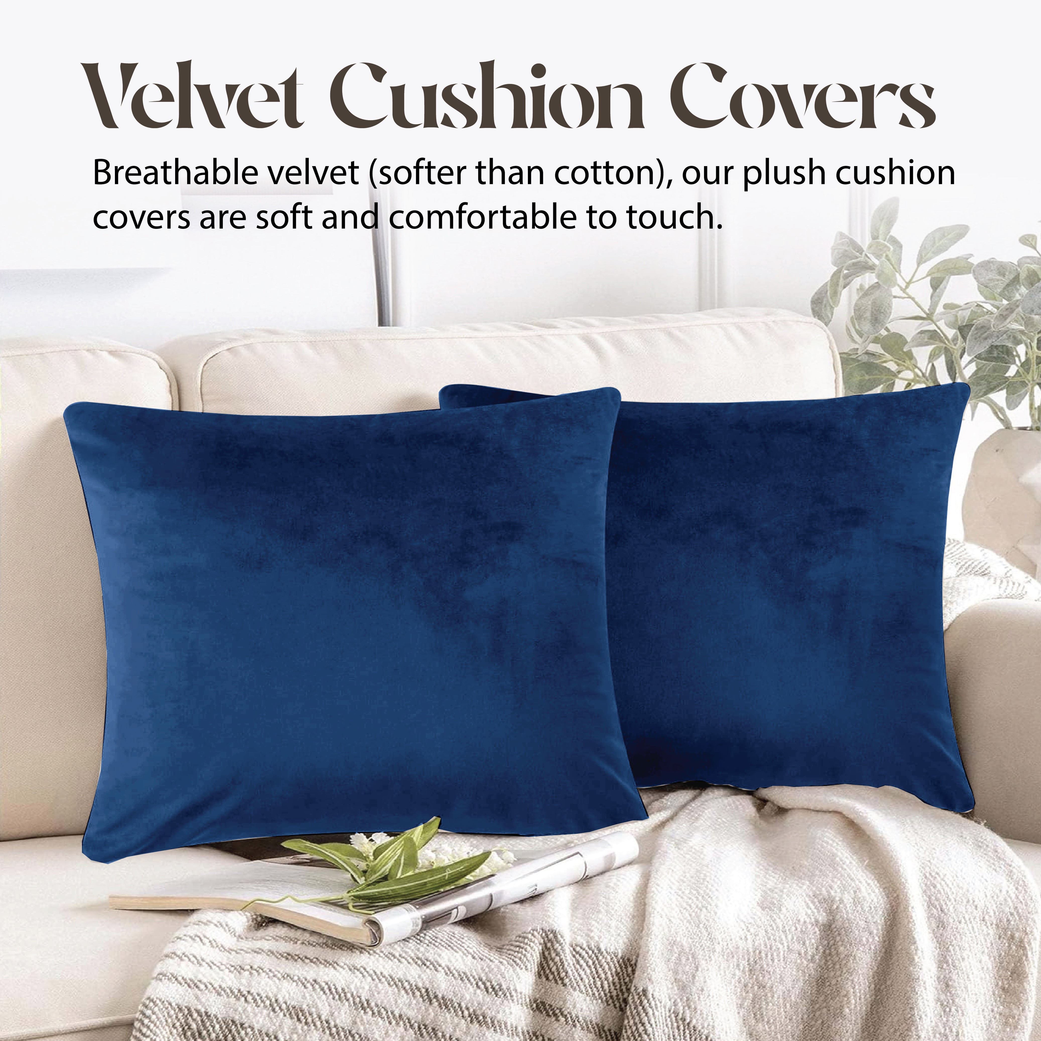 Velvet Cushion Covers 45 x 45 cm - Navy blue