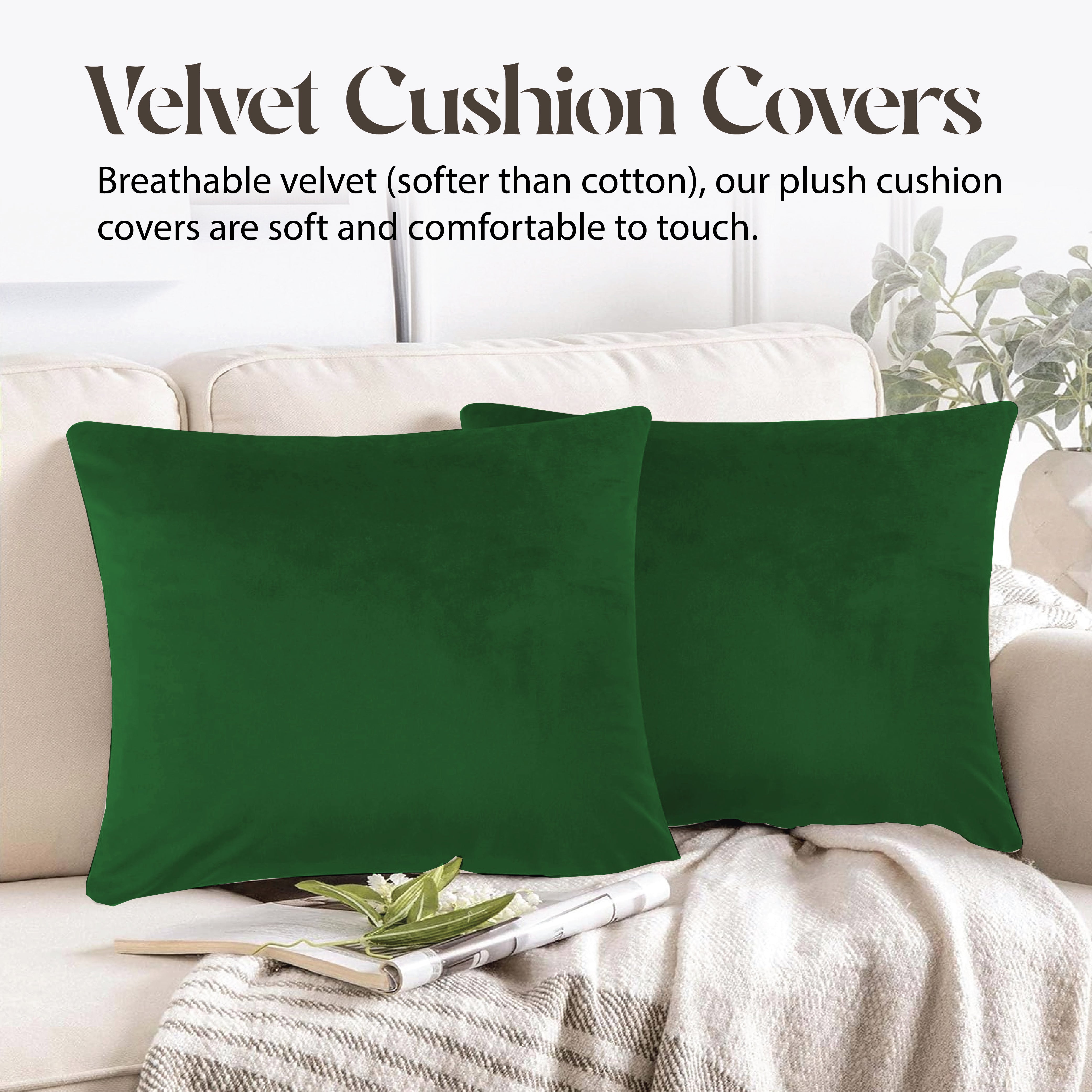 Velvet Cushion Covers 45 x 45 cm - Green