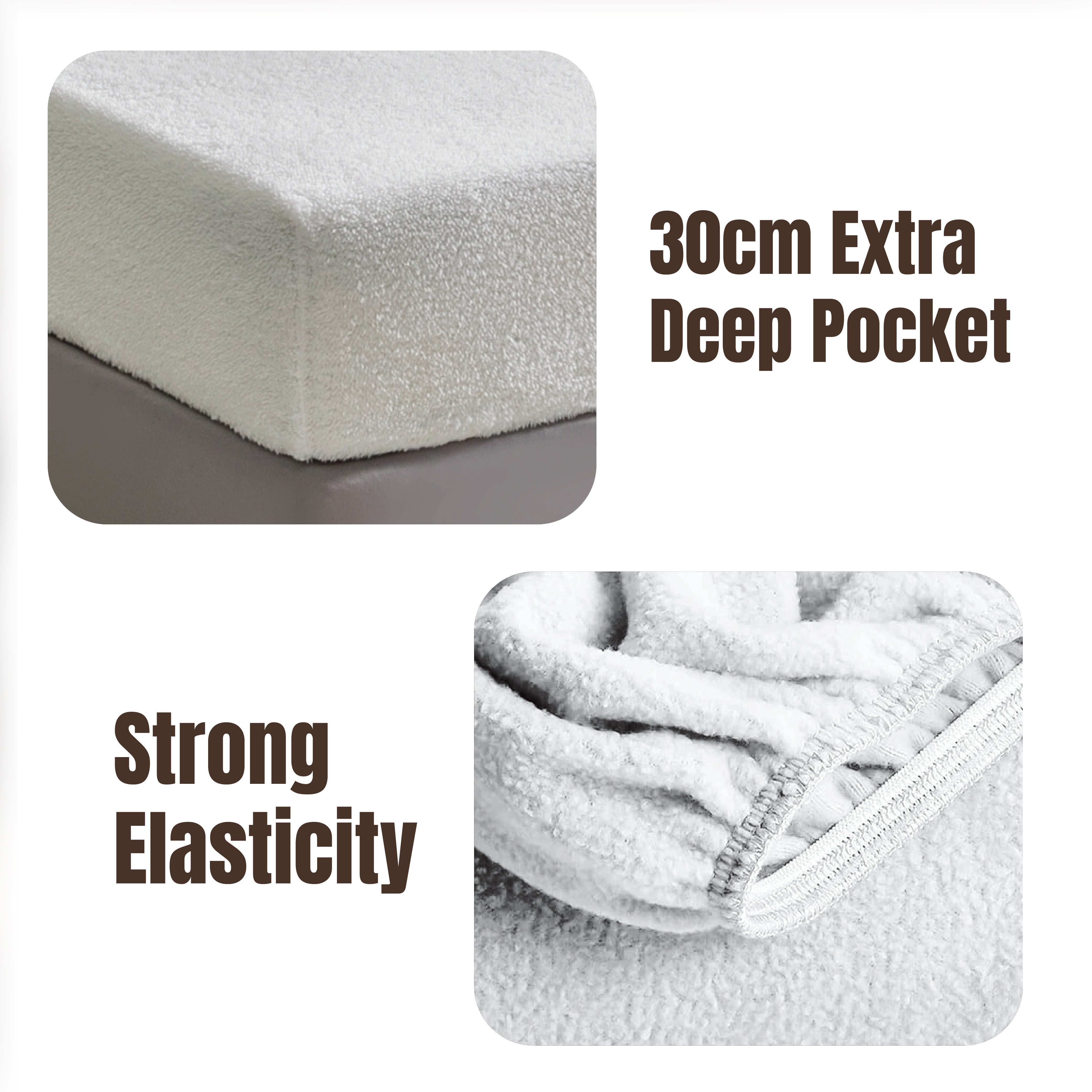 Funky Gadgets Teddy Fleece Fitted Bed Sheet - Ultra-Soft Thermal Bedding, Plain Fluffy Fleece Sheets, Luxury Teddy Bear Design, White