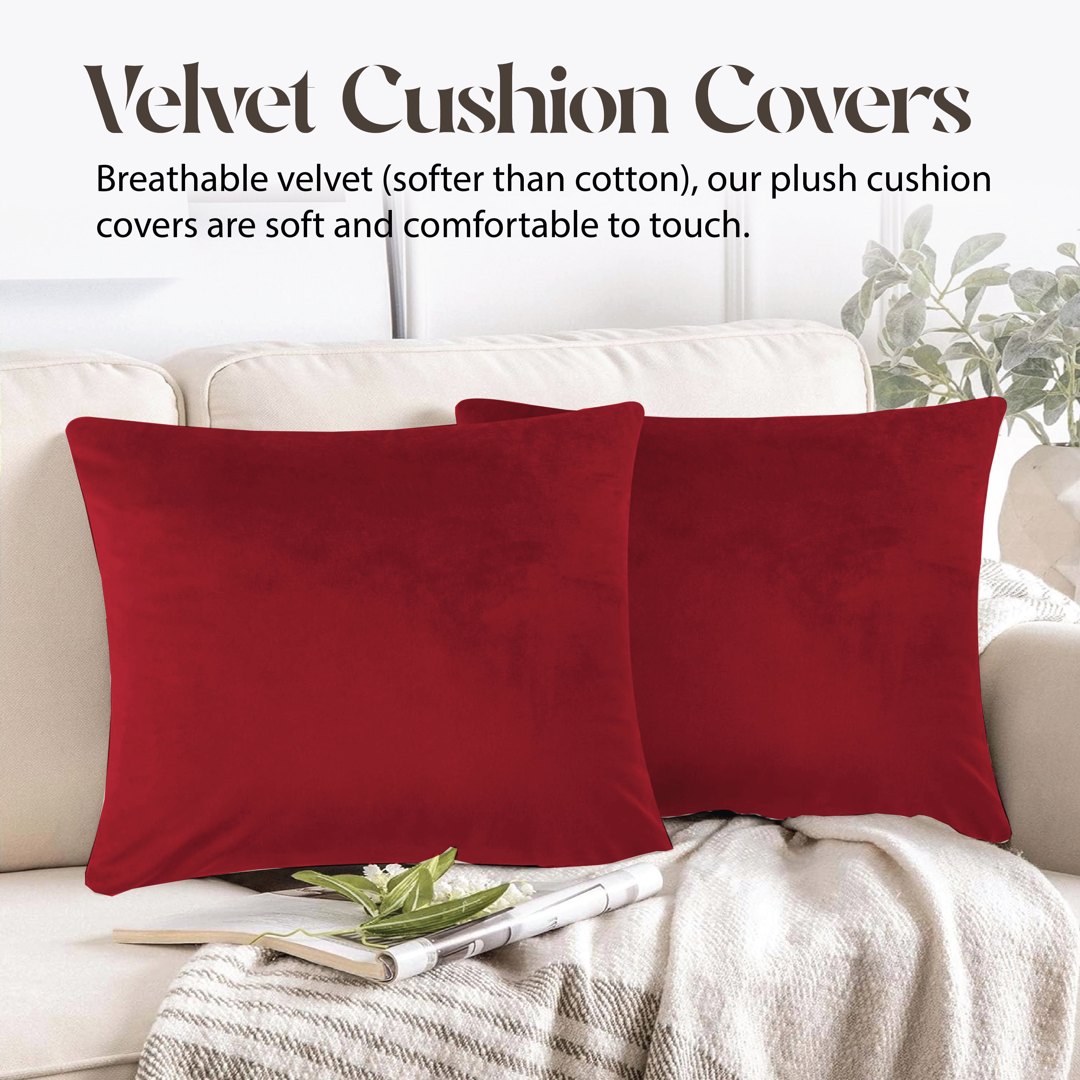 Velvet Cushion Covers 45 x 45 cm - Red