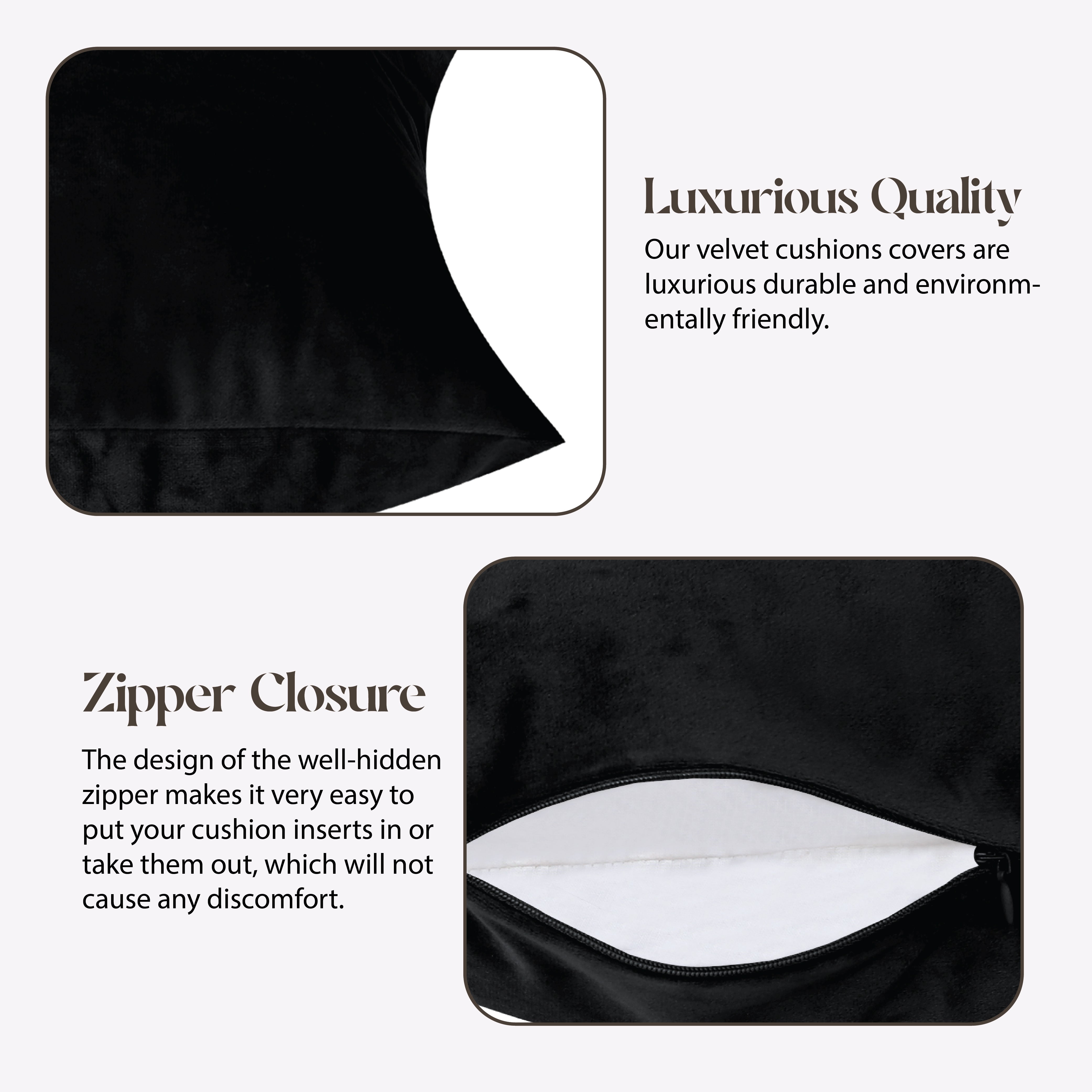 Velvet Cushion Covers 45 x 45 cm - Black