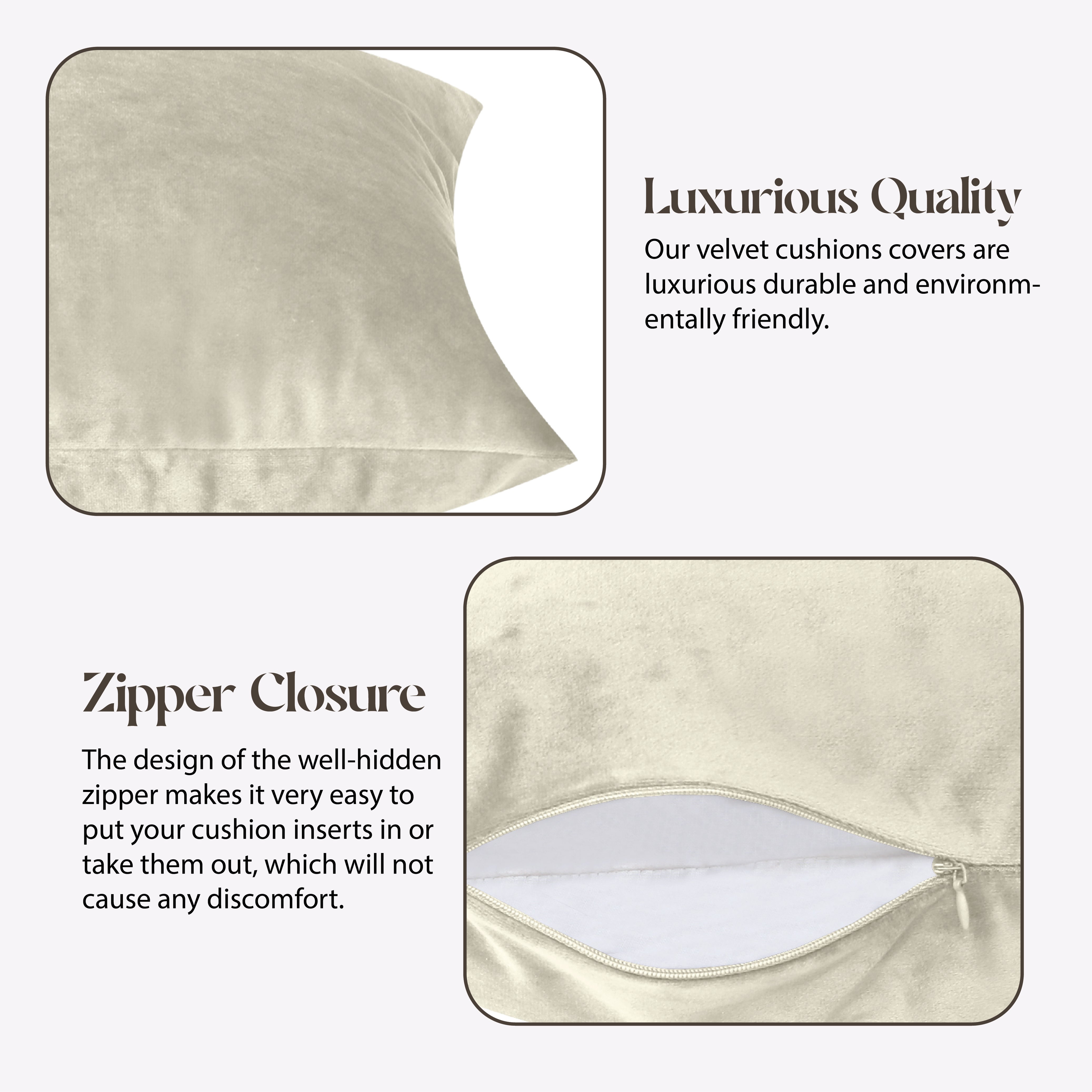 Velvet Cushion Covers 45 x 45 cm - Cream