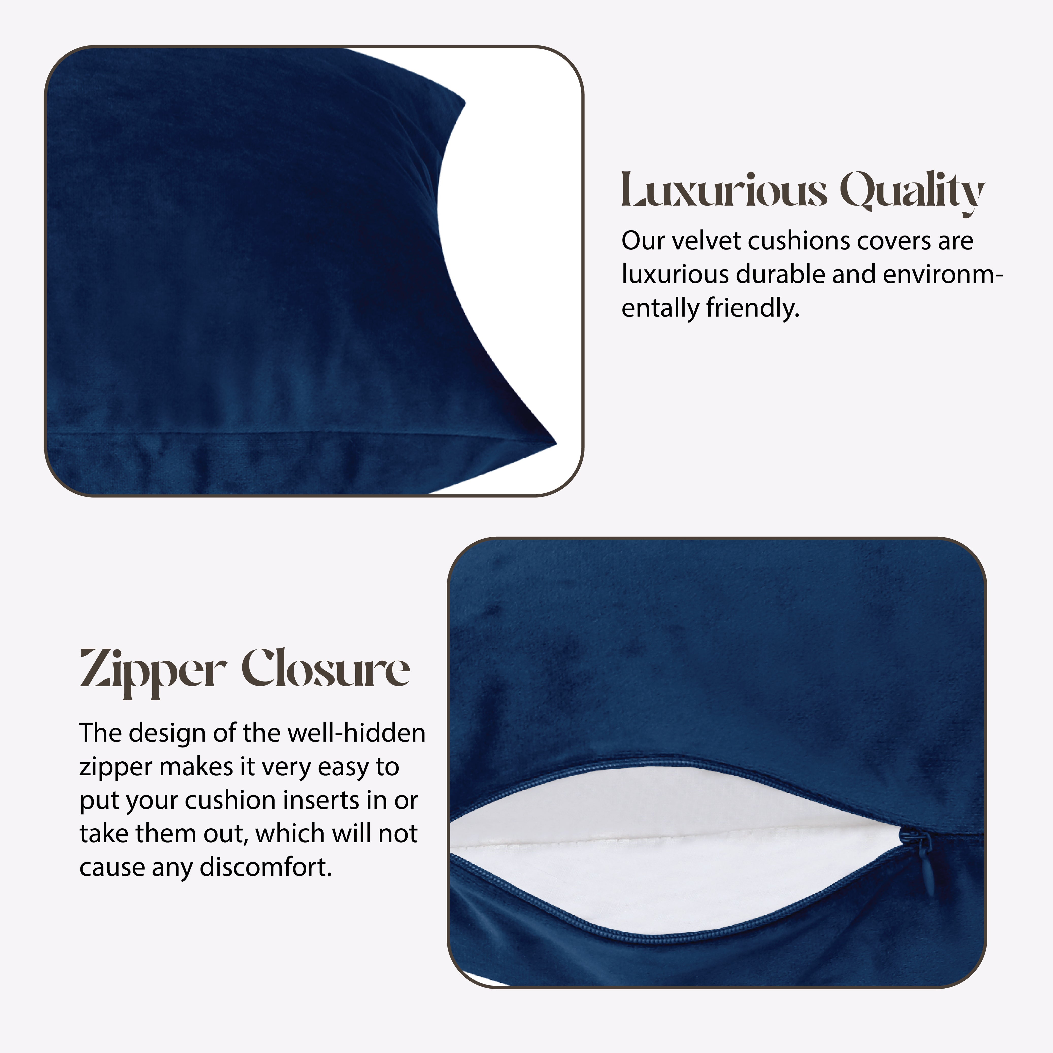 Velvet Cushion Covers 45 x 45 cm - Navy blue