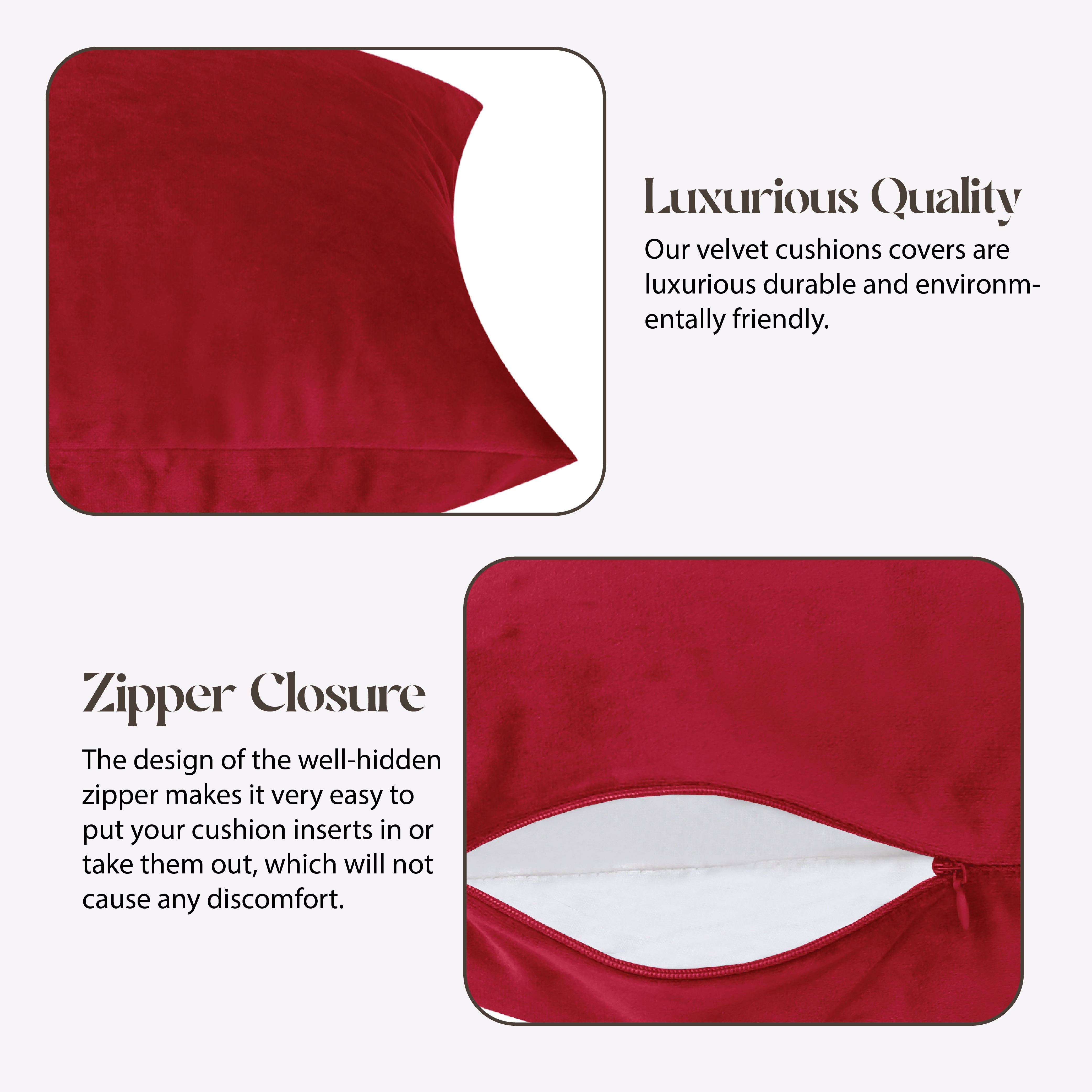 Velvet Cushion Covers 45 x 45 cm - Red