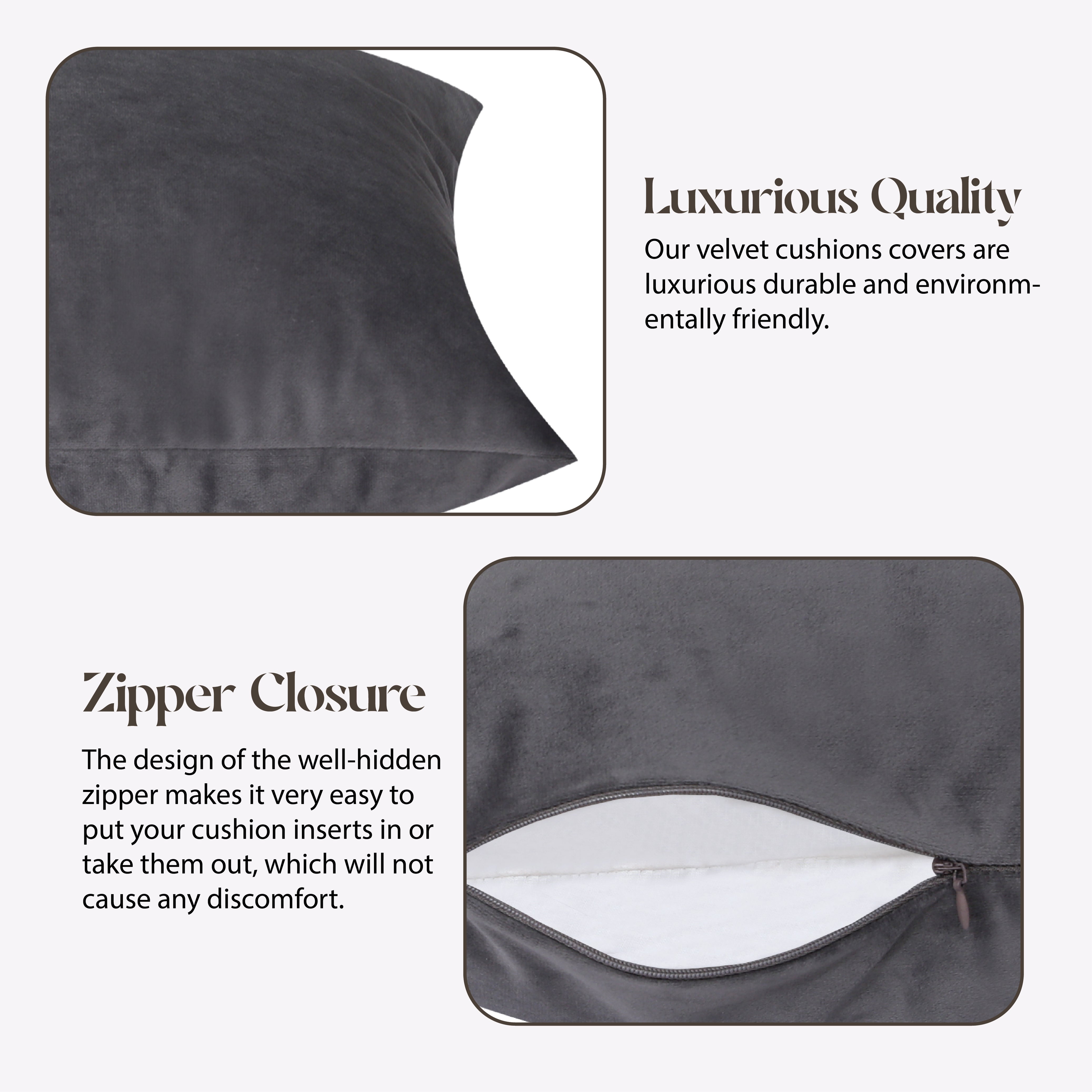 Velvet Cushion Covers 45 x 45 cm - Dark grey