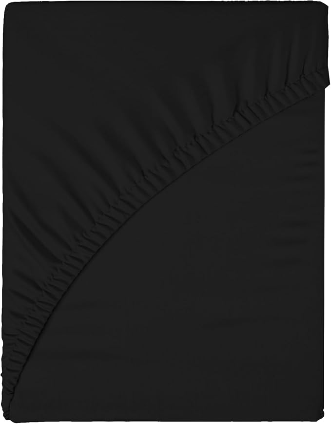 Funky Gadgets  Fitted Sheets Black Extra Deep Pocket (40cm) 90 GSM Brushed Microfiber Fitted Sheet