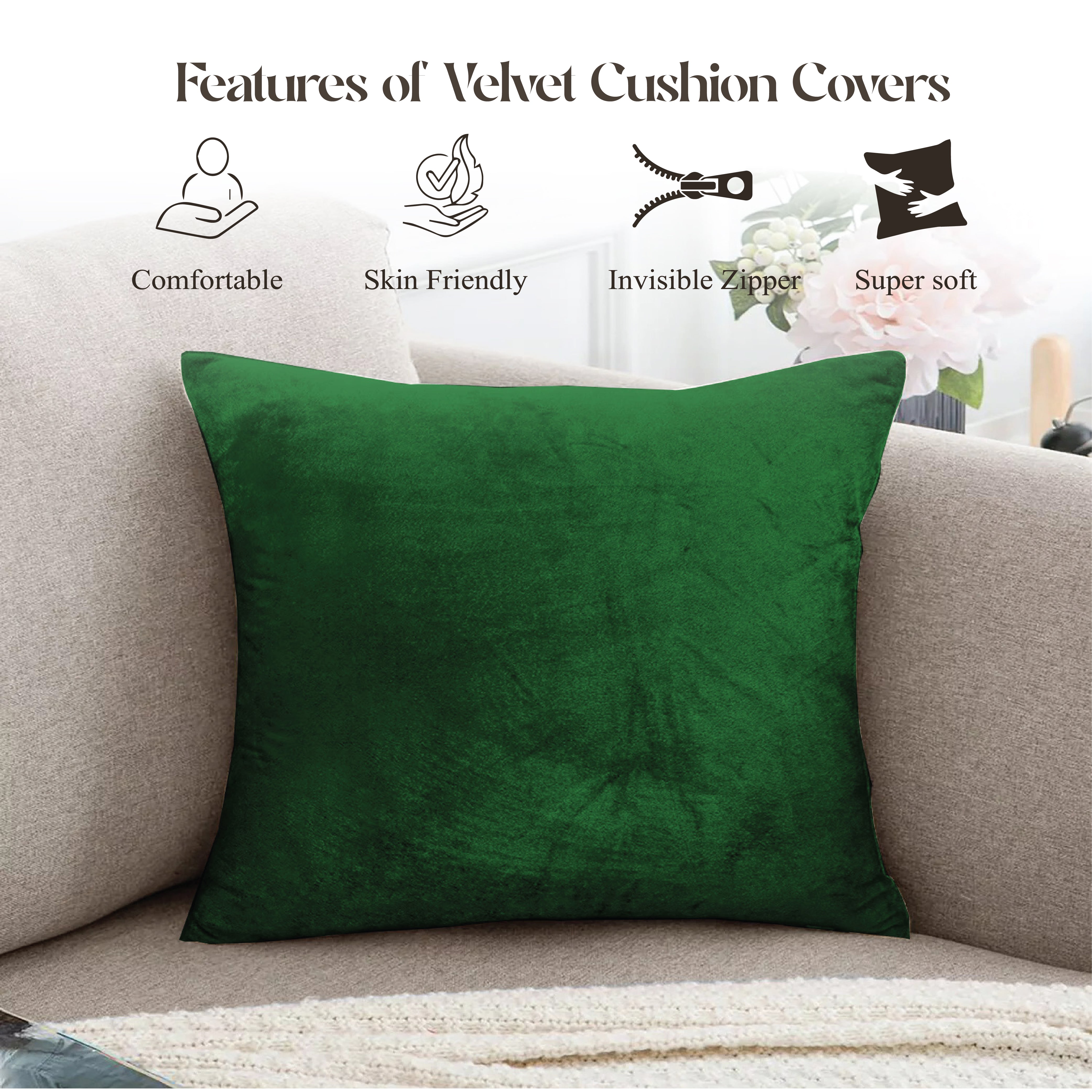 Velvet Cushion Covers 45 x 45 cm - Green