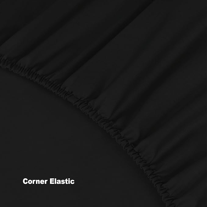 Funky Gadgets  Fitted Sheets Black Extra Deep Pocket (40cm) 90 GSM Brushed Microfiber Fitted Sheet