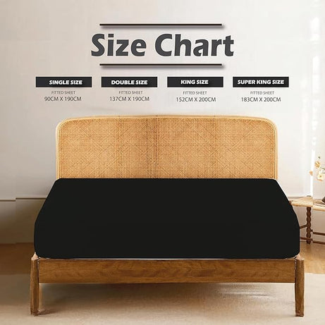 Funky Gadgets  Fitted Sheets Black Extra Deep Pocket (40cm) 90 GSM Brushed Microfiber Fitted Sheet