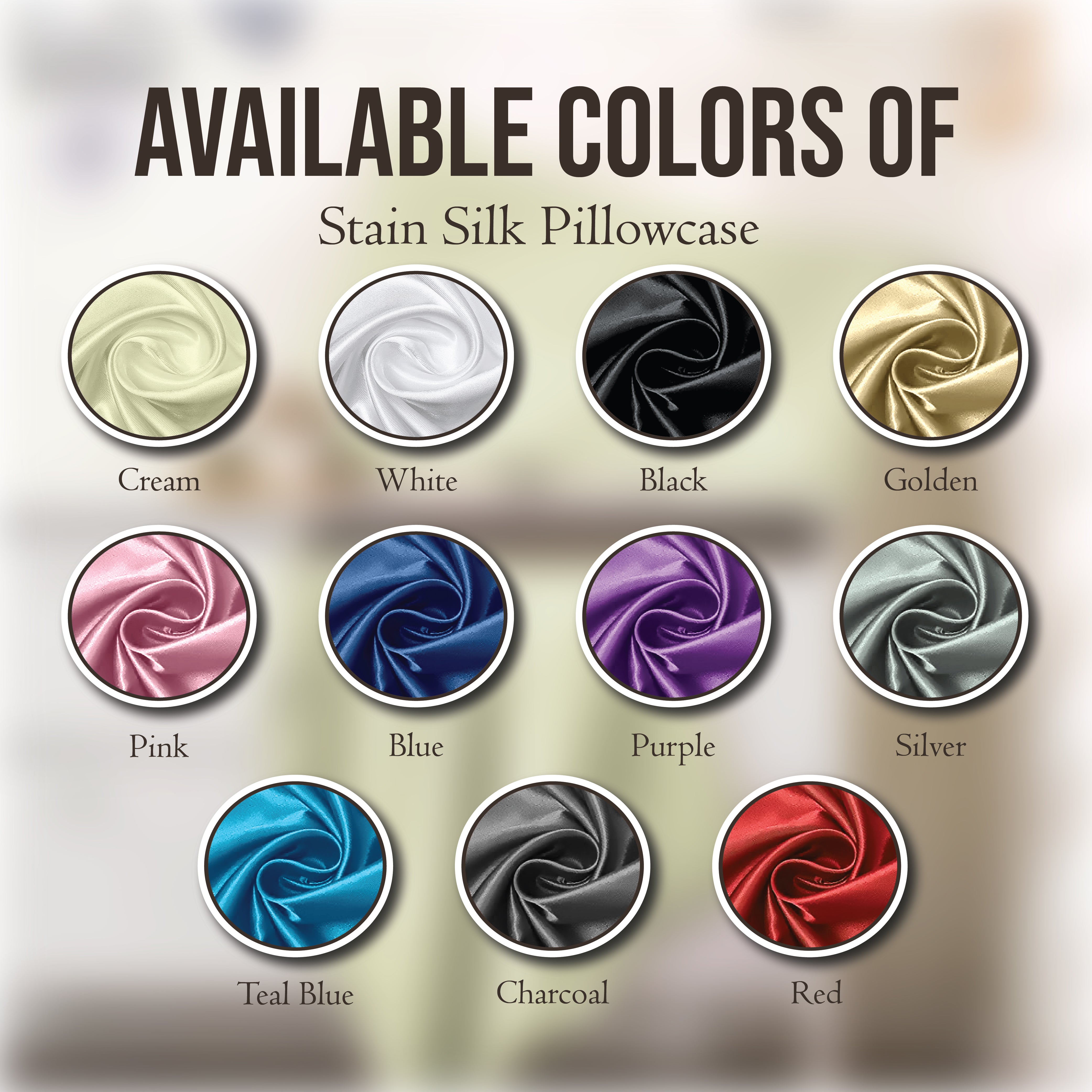 Many colors available silk pillowcase