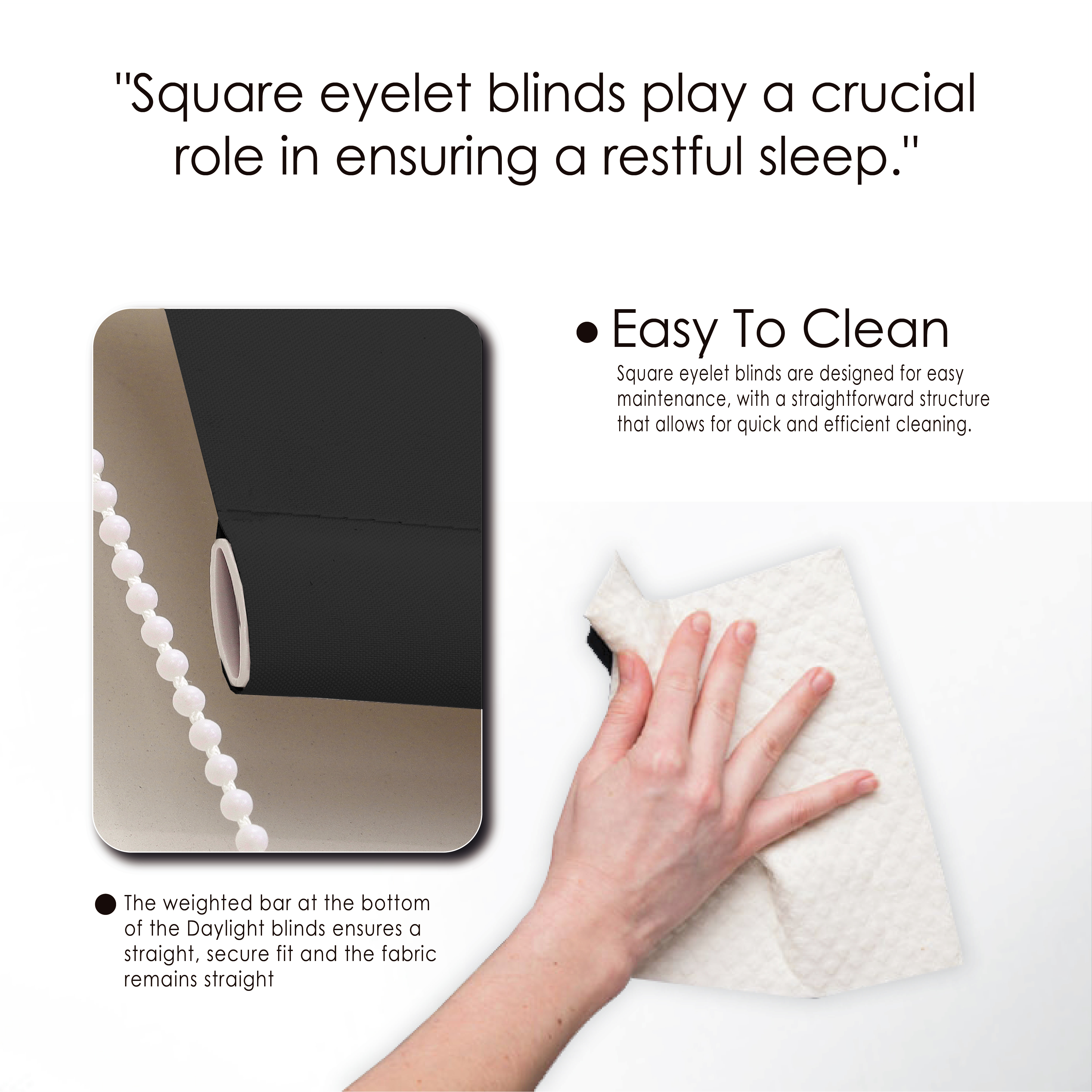 Square Eyelet Roller Blind for bedroom 