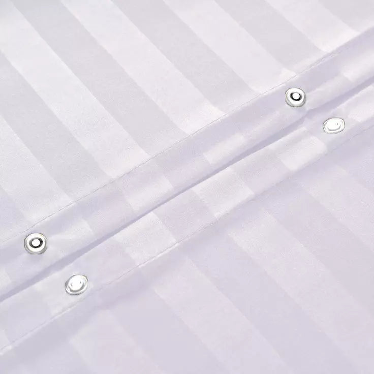 Microfiber Satin Stripe Duvet Cover Set Luxury Hotel Bedding Sets with Pillowcases Breathable Ultra Soft Reversible - White