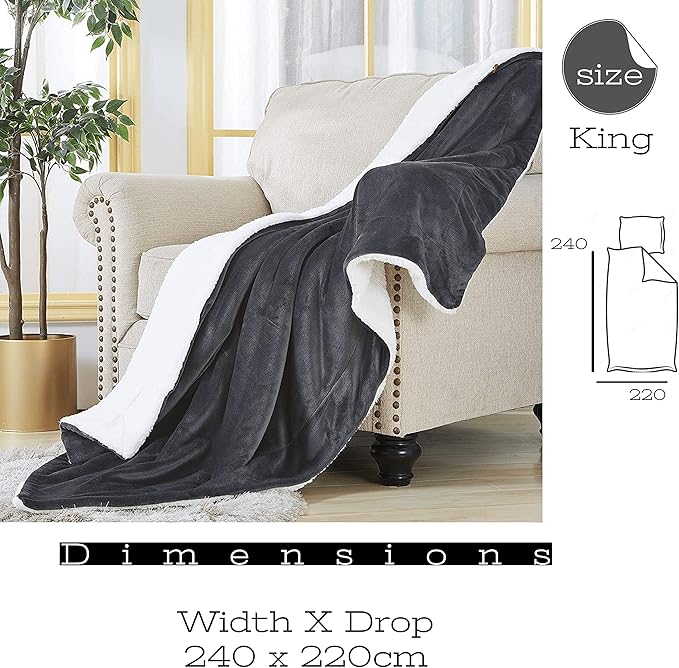 Funky gadgets Sherpa Fleece Charcoal Blanket Bed Throws Blankets For Sofas Fluffy Soft Thick Warm Blanket- Blanket Throws for Travel