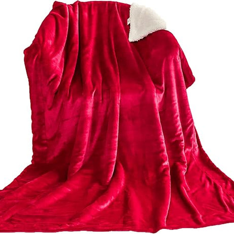 Funky gadgets Sherpa Fleece Red Blanket Bed Throws Blankets For Sofas Fluffy Soft Thick Warm Blanket- Blanket Throws for Travel