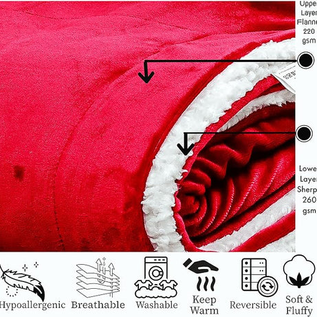 Funky gadgets Sherpa Fleece Red Blanket Bed Throws Blankets For Sofas Fluffy Soft Thick Warm Blanket- Blanket Throws for Travel