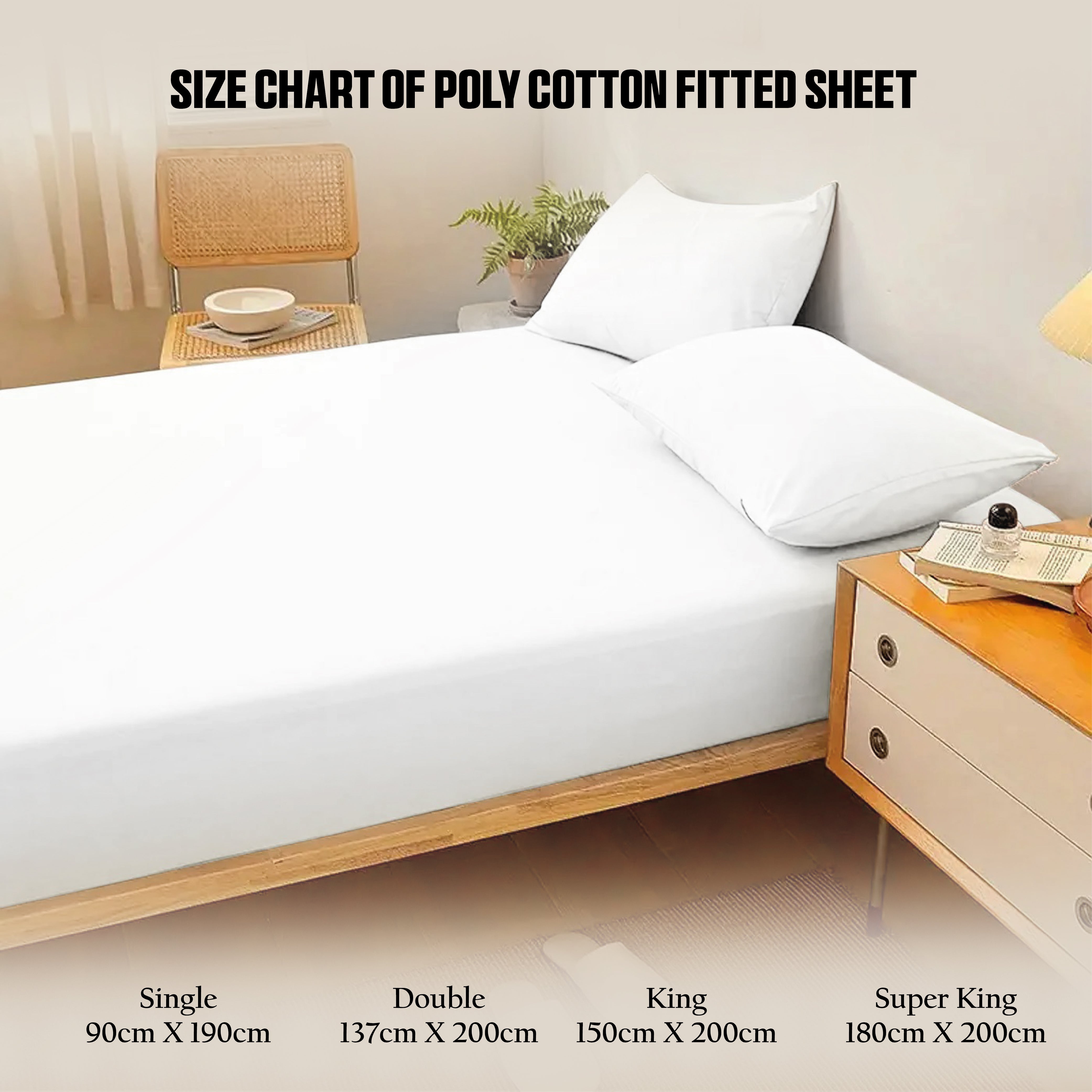 Funky gadgets White Luxury Poly Cotton Extra Deep Fitted Sheet Bed Sheets Bedding Set Mattress Toper Bedsheets Easy wash Fabric Pocket Bedding Sets