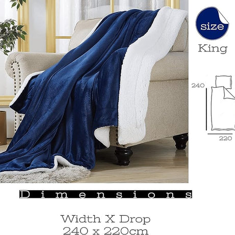Funky gadgets Sherpa Fleece Navy Blanket Bed Throws Blankets For Sofas Fluffy Soft Thick Warm Blanket- Blanket Throws for Travel