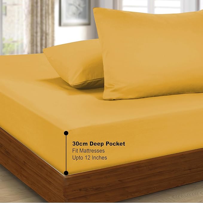 30cm Deep Ochre Fitted Sheets