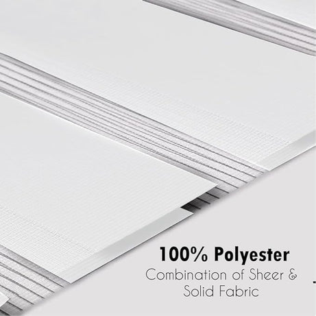 Funky Gadgets White Day Night Blinds Double Layer Sheer Fabric blinds Windows Curtains For Bedroom Easy Fit Drilling & No Drilling Opaque Shades Zebra Roller Blinds