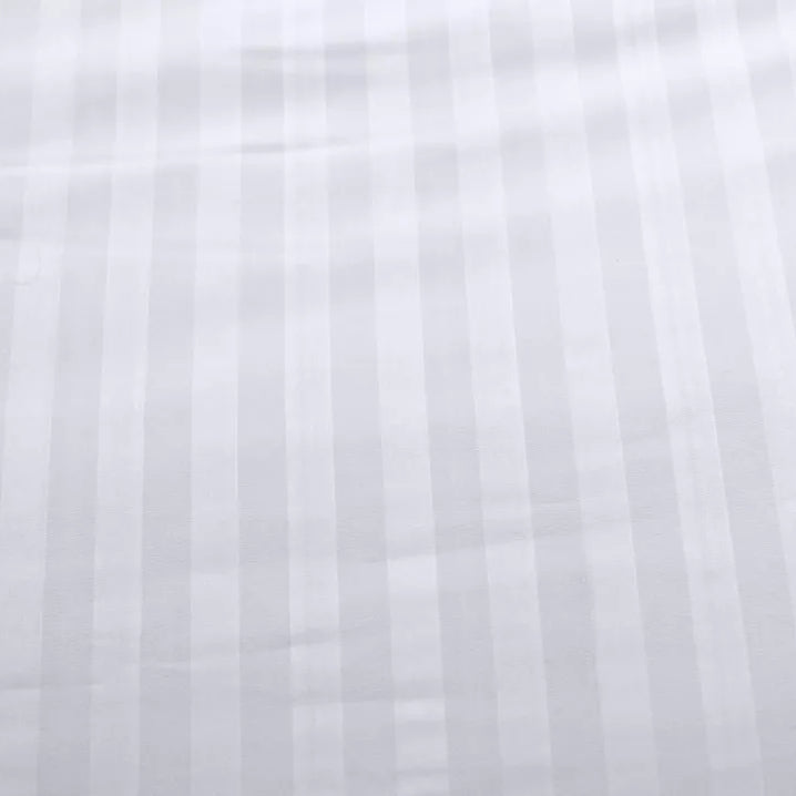 Microfiber Satin Stripe Duvet Cover Set Luxury Hotel Bedding Sets with Pillowcases Breathable Ultra Soft Reversible - White