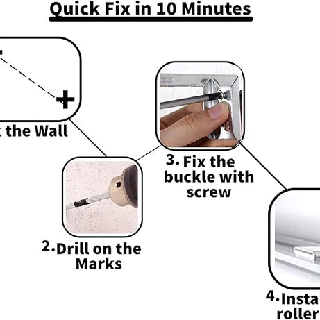 Funky Gadgets White Day Night Blinds Double Layer Sheer Fabric blinds Windows Curtains For Bedroom Easy Fit Drilling & No Drilling Opaque Shades Zebra Roller Blinds