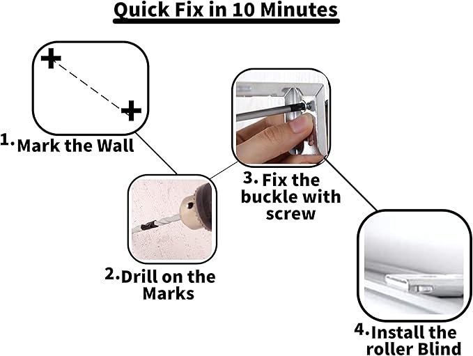 Funky Gadgets White Day Night Blinds Double Layer Sheer Fabric blinds Windows Curtains For Bedroom Easy Fit Drilling & No Drilling Opaque Shades Zebra Roller Blinds