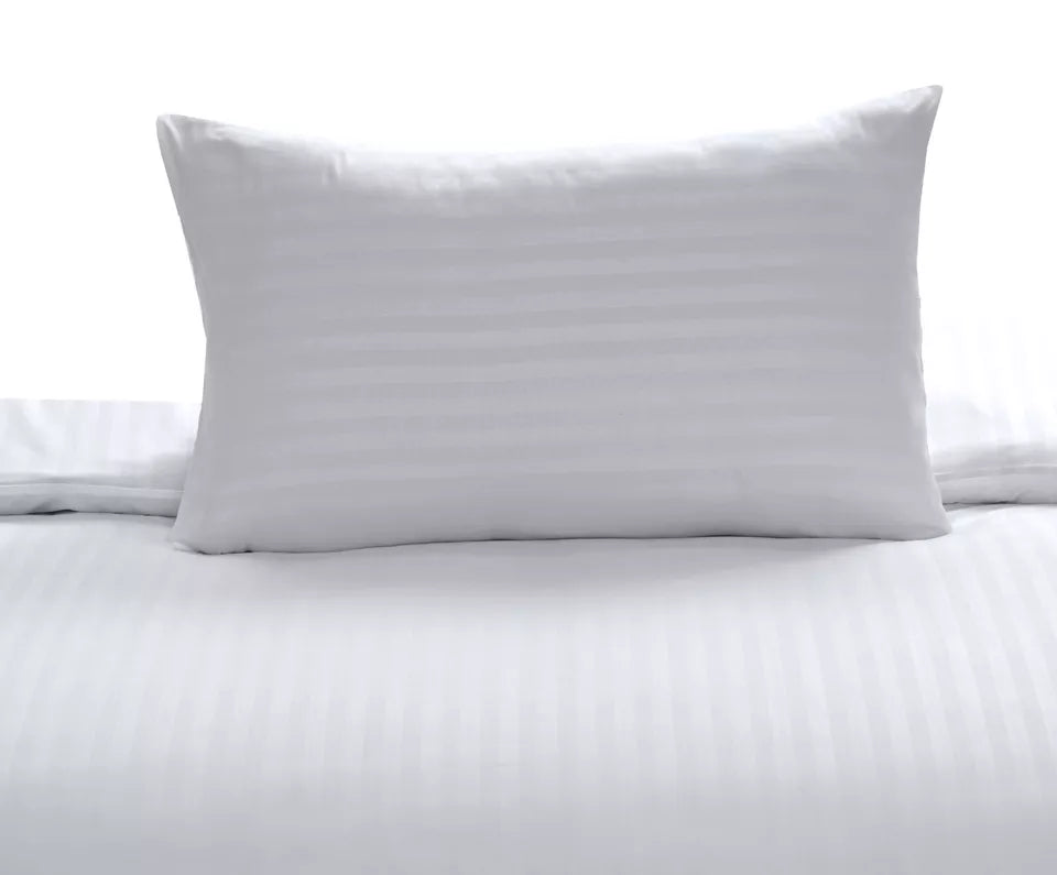 Microfiber Satin Stripe Duvet Cover Set Luxury Hotel Bedding Sets with Pillowcases Breathable Ultra Soft Reversible - White