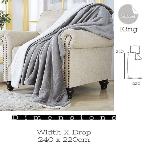 Funky gadgets Sherpa Fleece Silver grey Blanket Bed Throws Blankets For Sofas Fluffy Soft Thick Warm Blanket- Blanket Throws for Travel