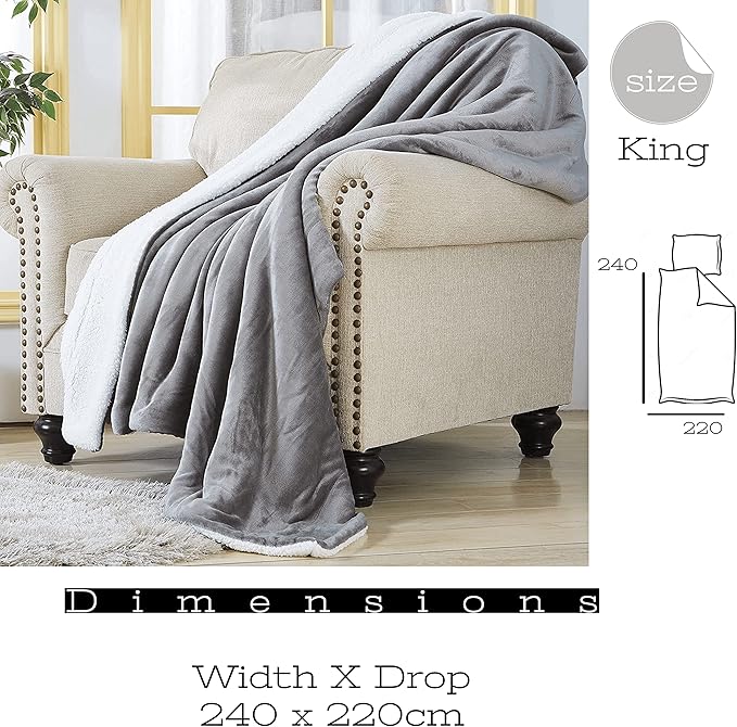 Funky gadgets Sherpa Fleece Silver grey Blanket Bed Throws Blankets For Sofas Fluffy Soft Thick Warm Blanket- Blanket Throws for Travel